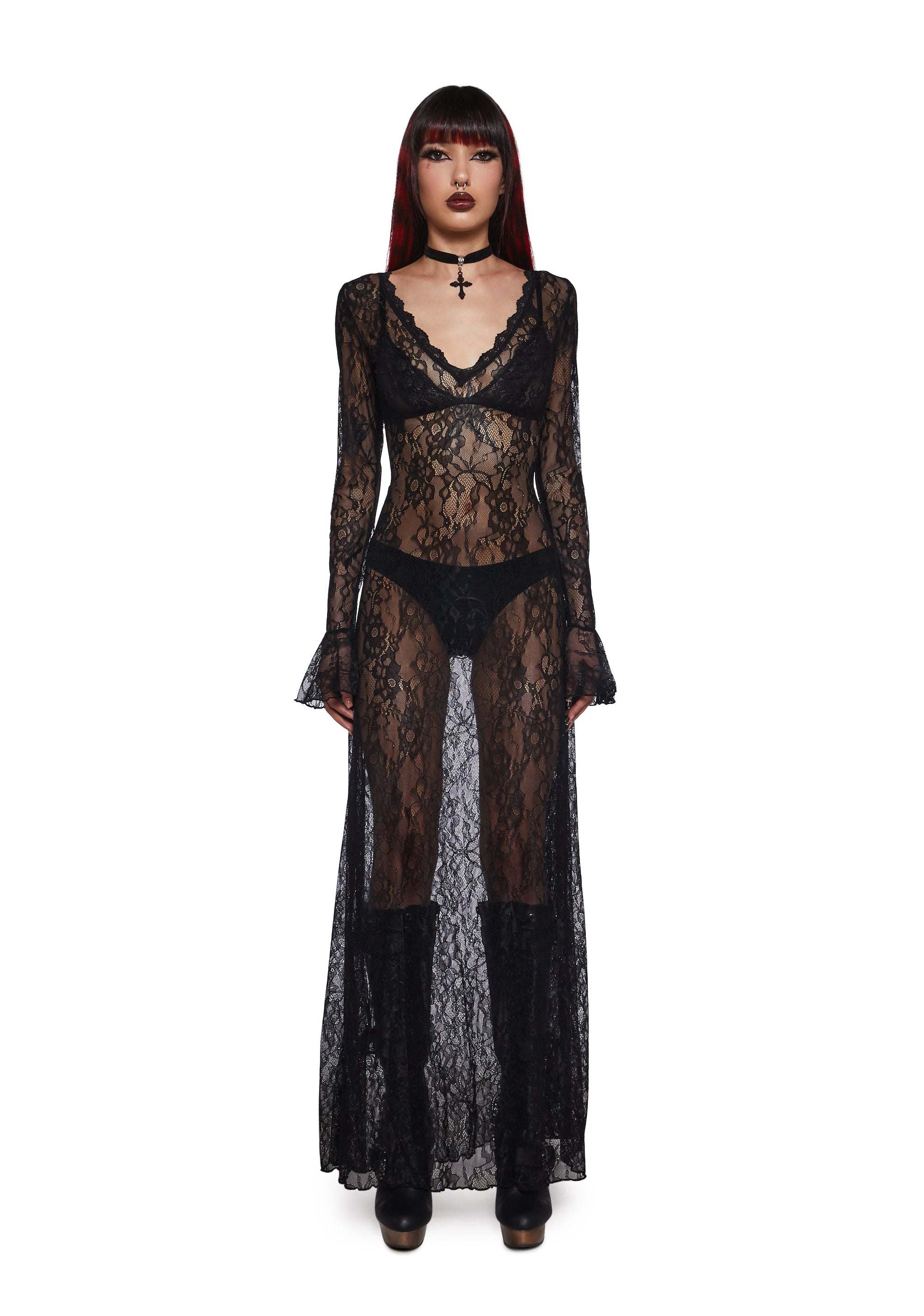 black lace sheer dress Sweet Sultry Mini Partially lined Akira | Black Sheer Lace