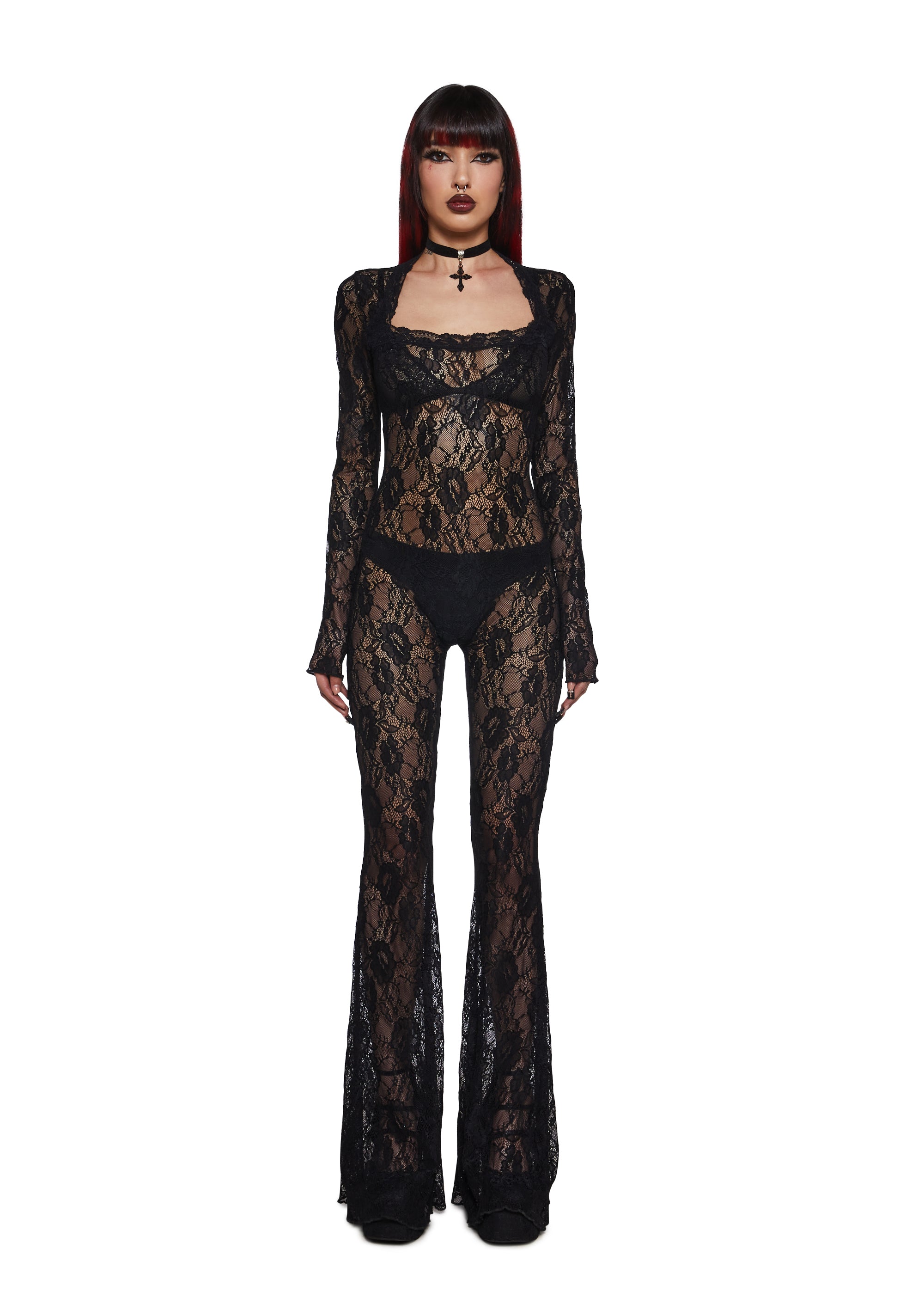 Enraptured Nightfall Lace Jumpsuit