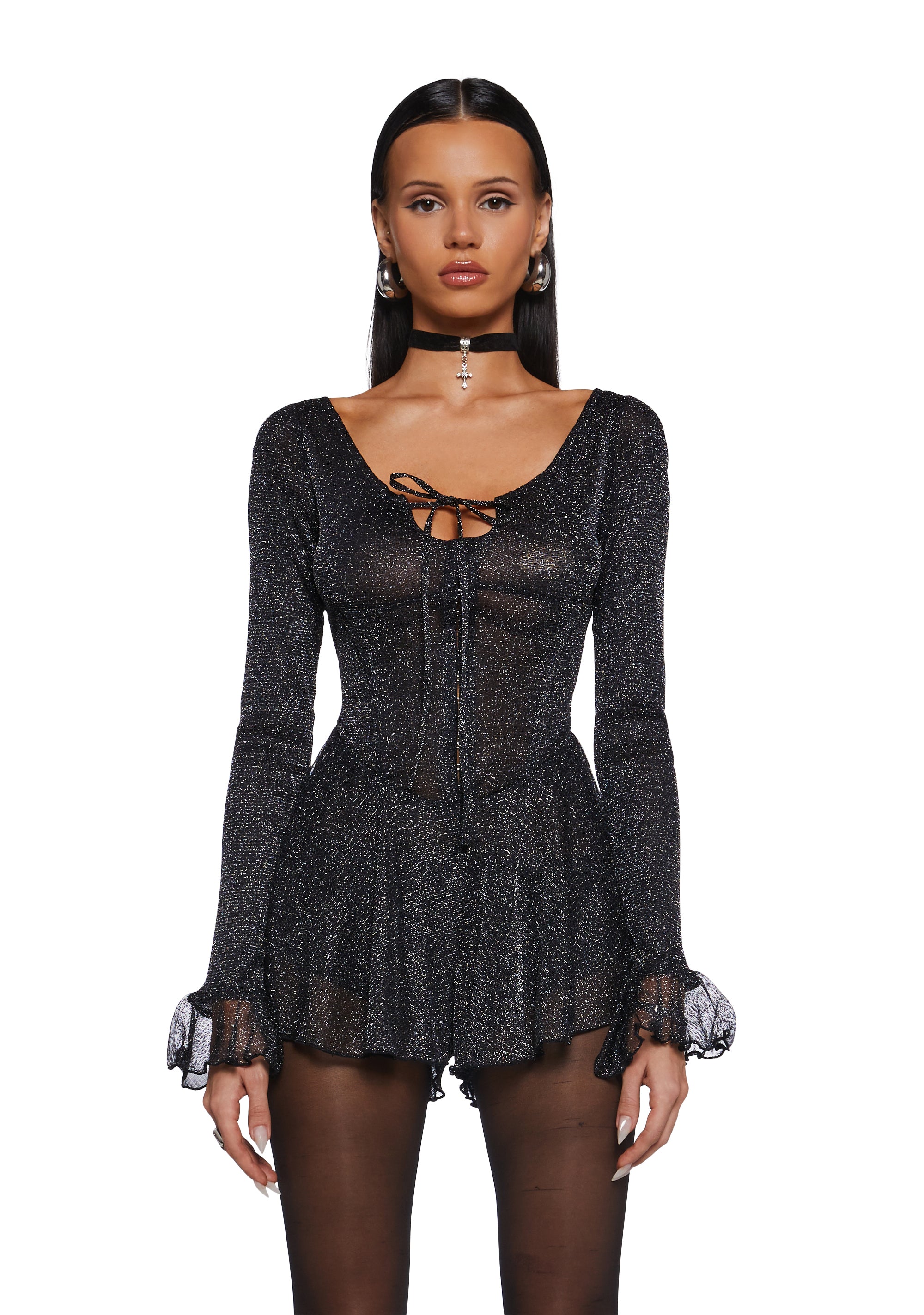 Womens Sexy Glitter Mesh Playsuit Romper Dress New Years Eve Current Mood