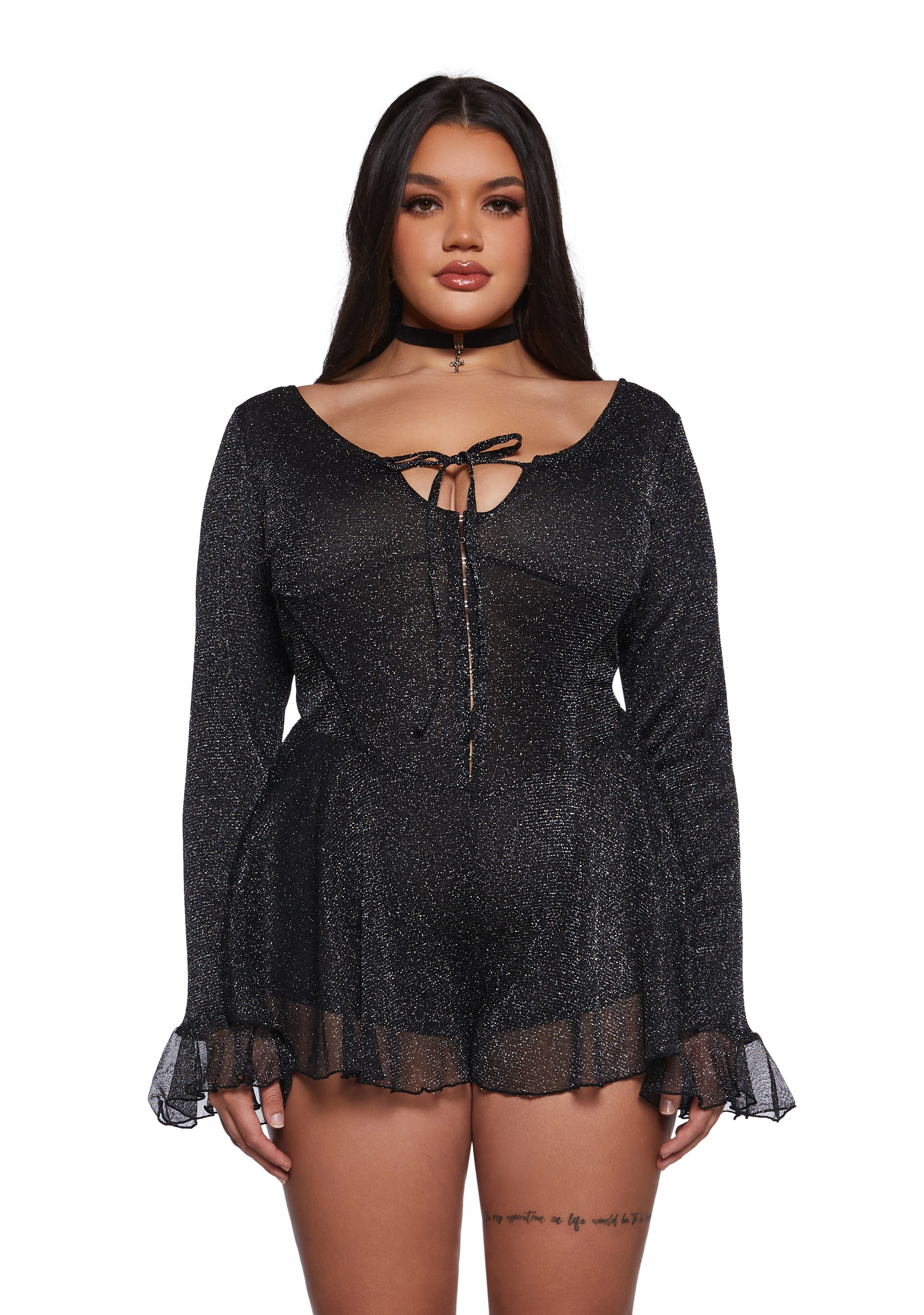 Womens Sexy Glitter Mesh Playsuit Romper Dress New Years Eve Current Mood - Black Dolls Kill Womens Sexy Glitter Mesh Playsuit Romper Dress New Years Eve Current Mood - Black Dolls Kill