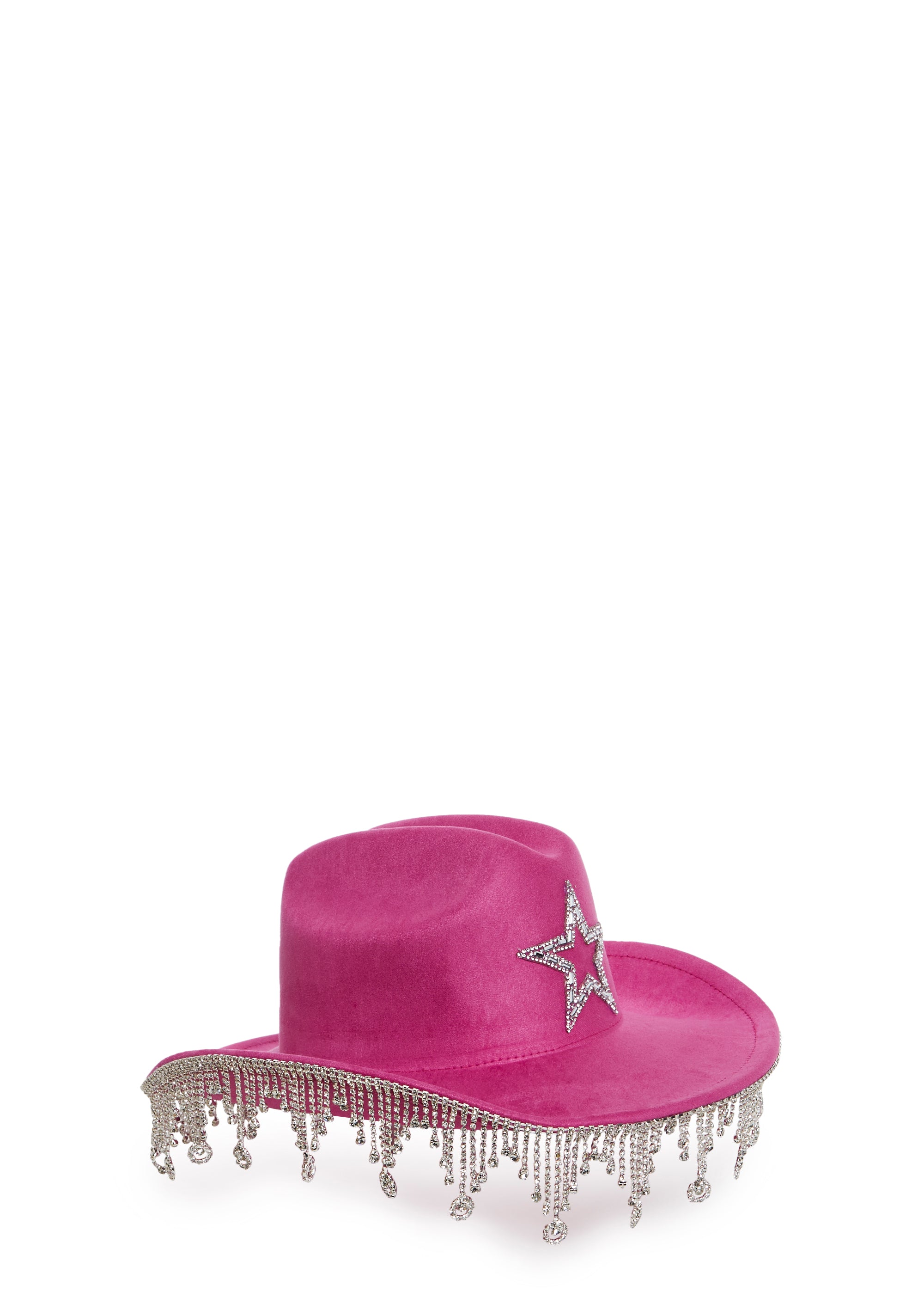 Rhinestone Drip Faux Suede Felt Cowboy Hat With Star Pattern 
