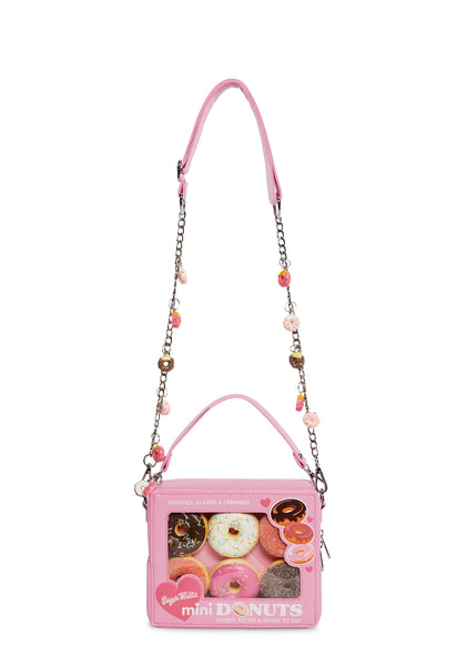 Vegan Leather Chainlink Mini Donut Box Crossbody Bag Sugar Thrillz