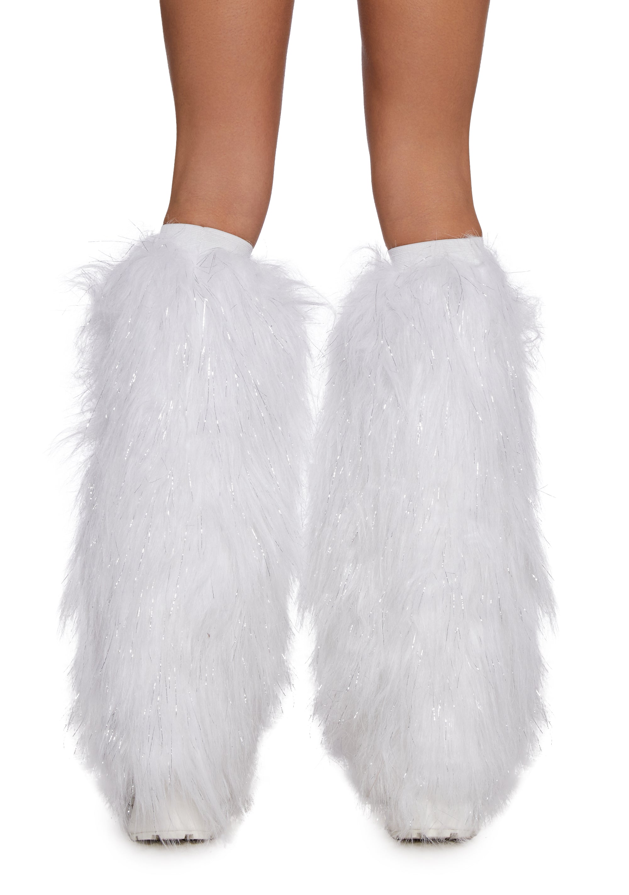 Candied Desert Stomper Furry Leg Warmers - White
