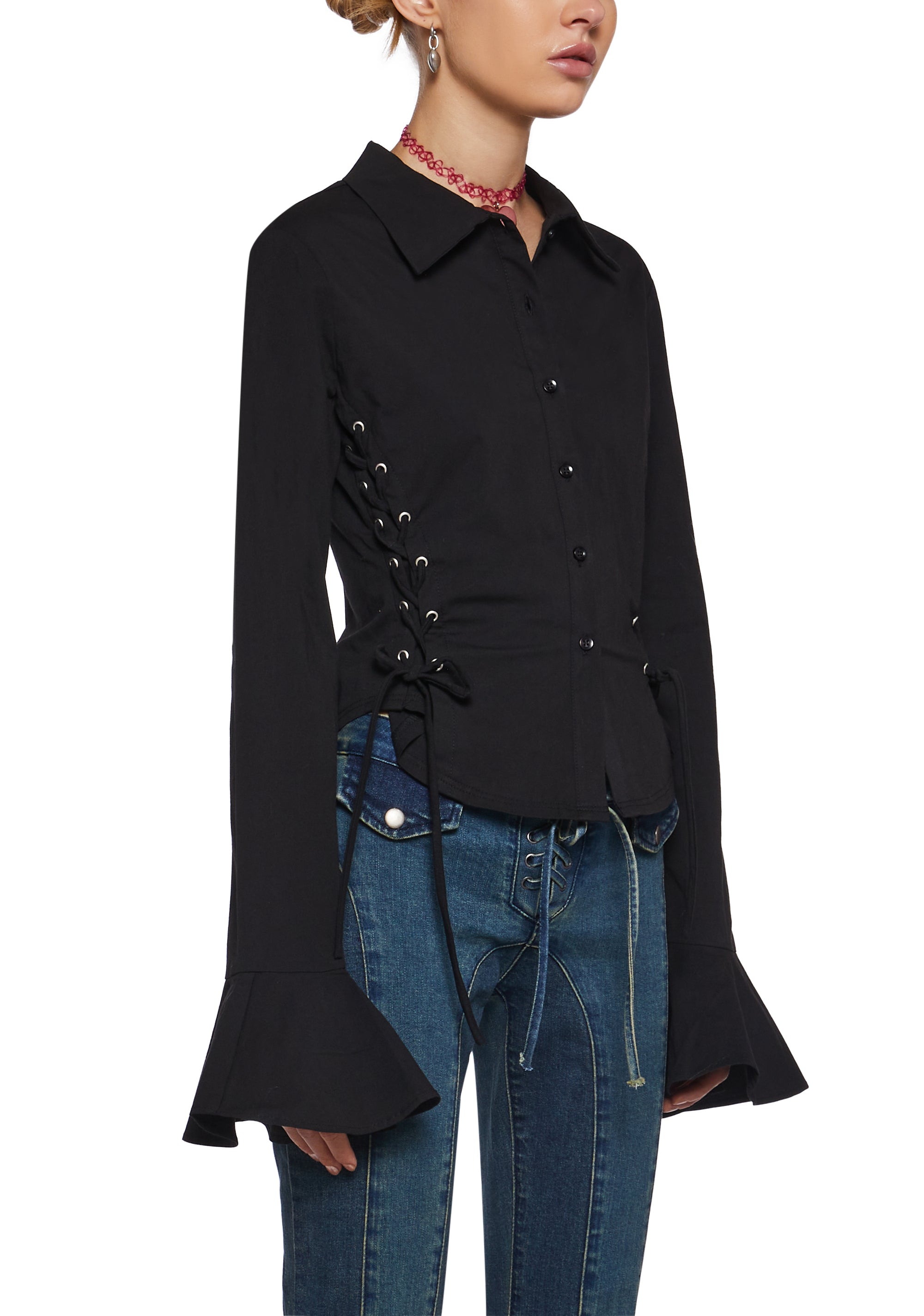 Rare Moment Collared Top - Black