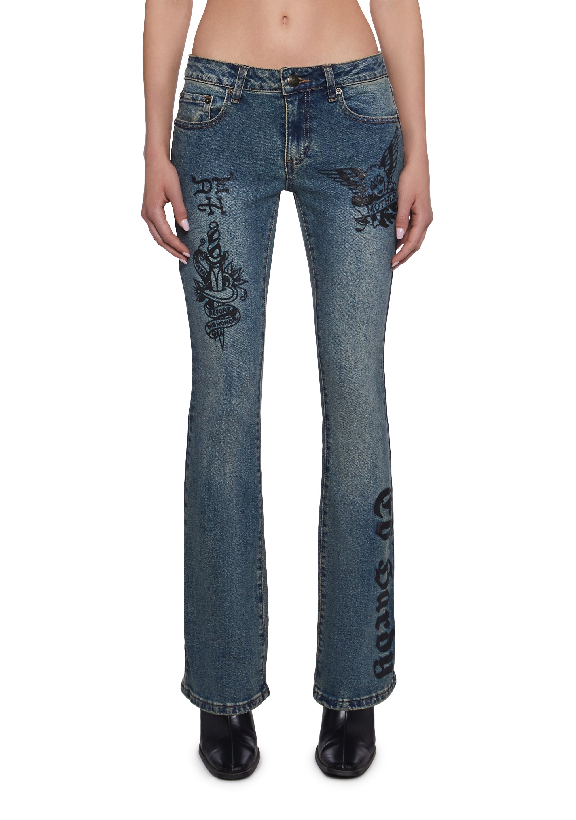 Butterfly Denim Flared Jeans