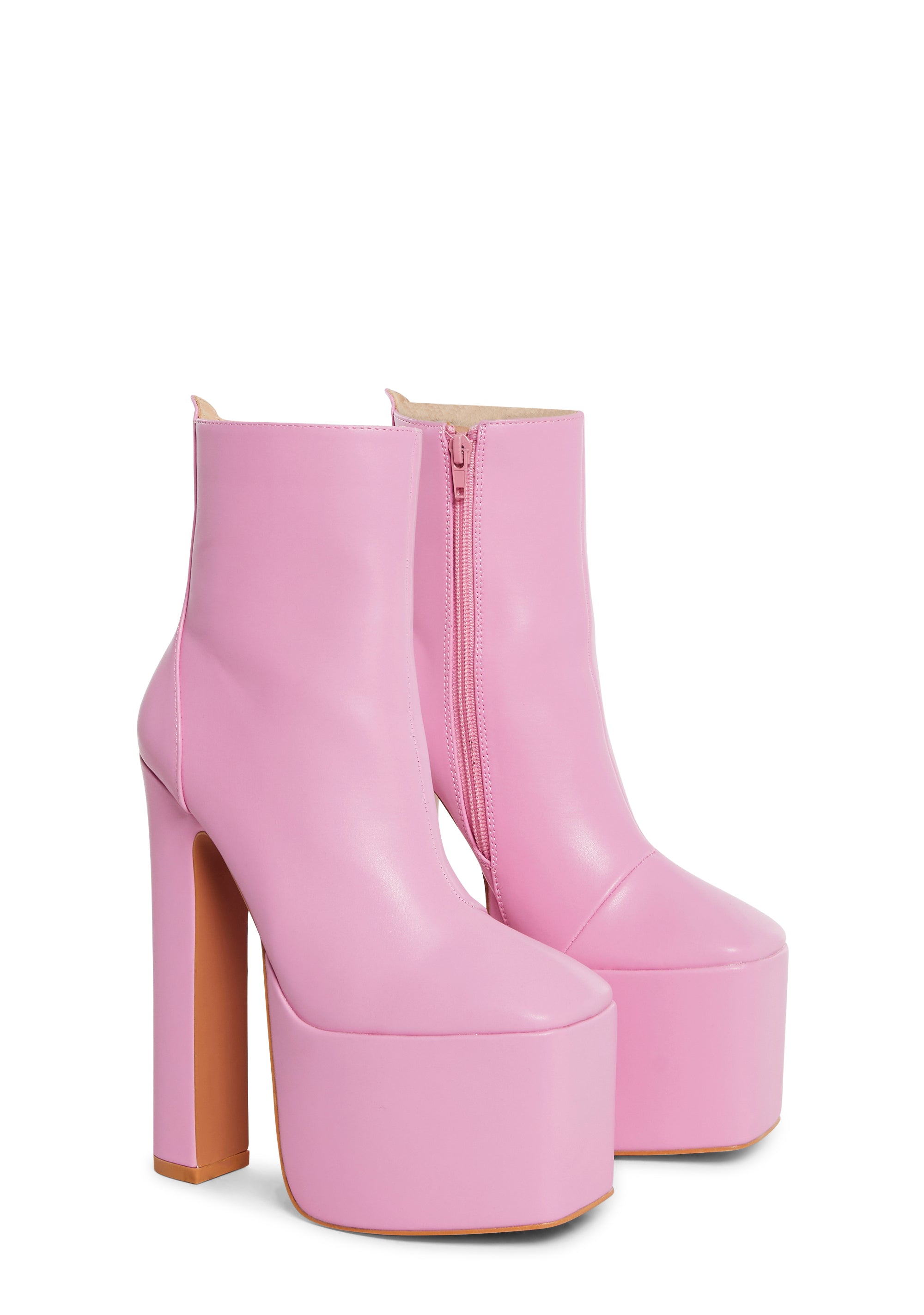 Vegan Leather Platform Ankle Boots - Pink – Dolls Kill