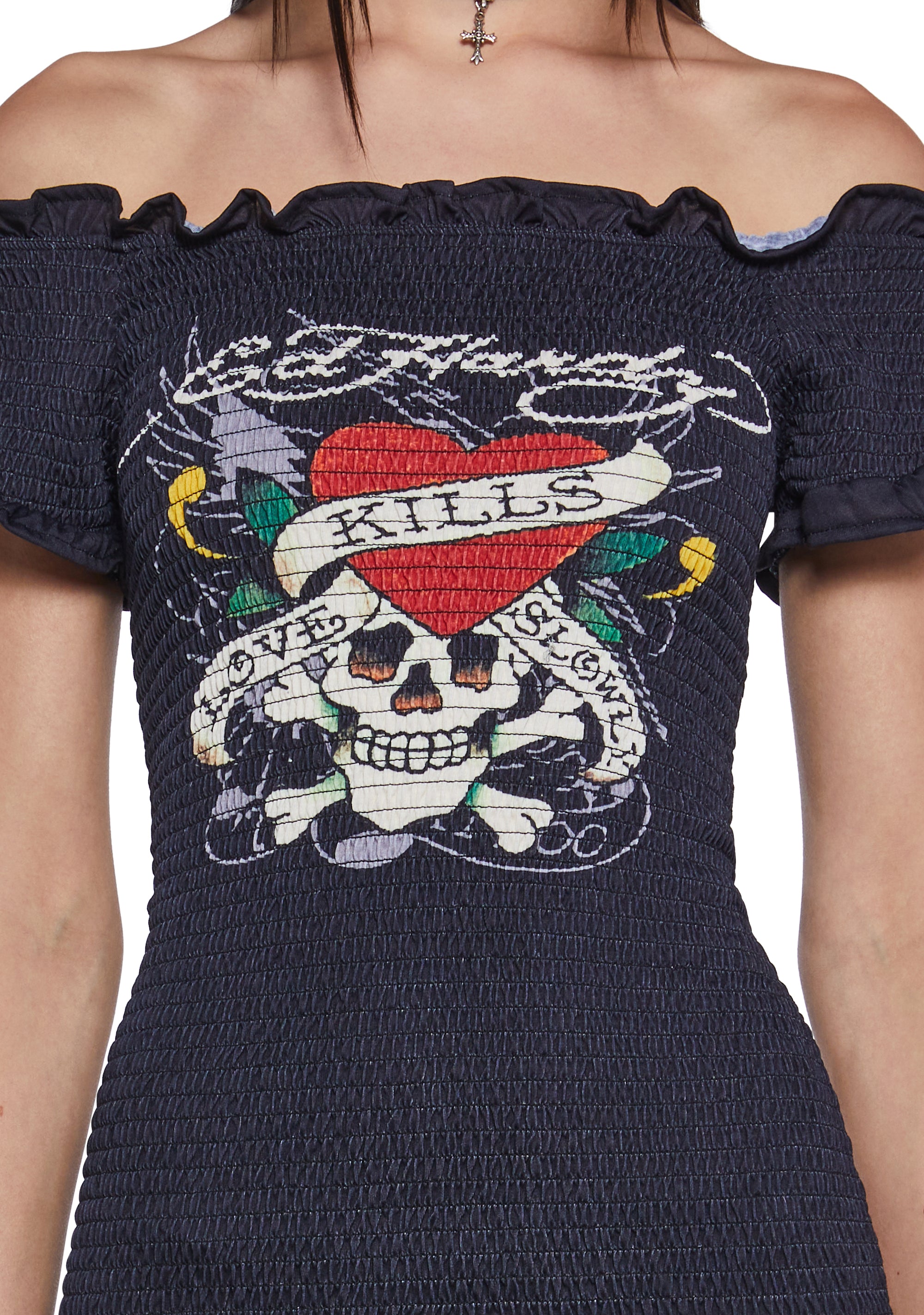 Skull Smocked Mini Dress
