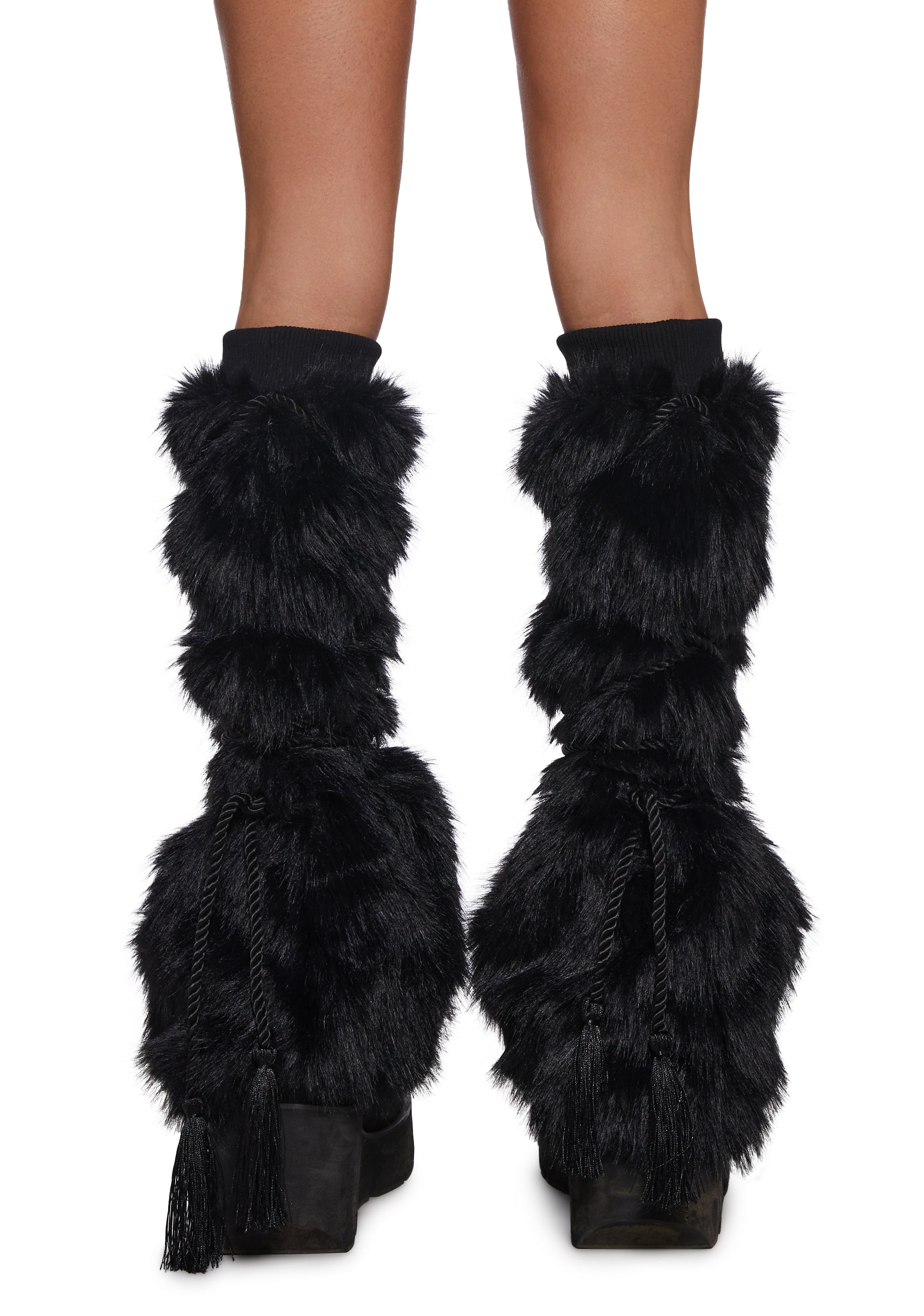 Faux Fur Leg Warmers With Tassel Ropes Burning Man Club Exx