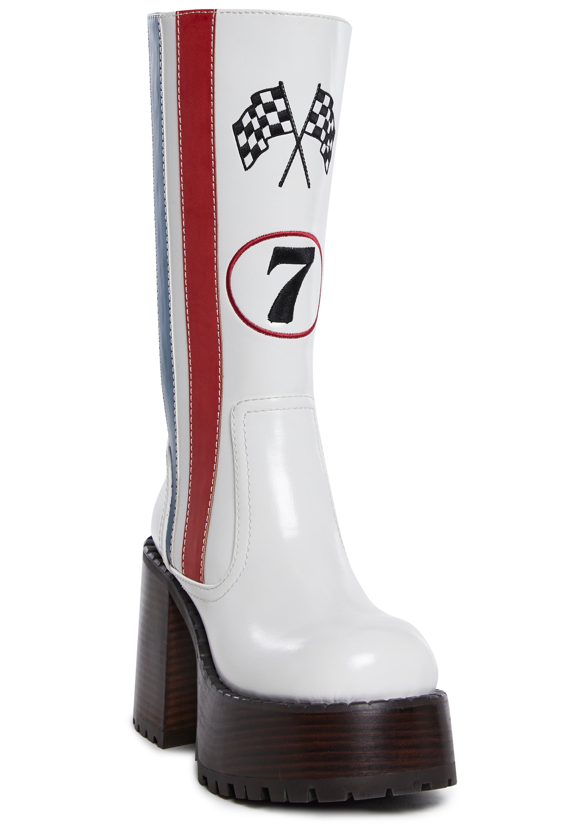 Womens Racing Motor Race Platform Boots Current Mood - White