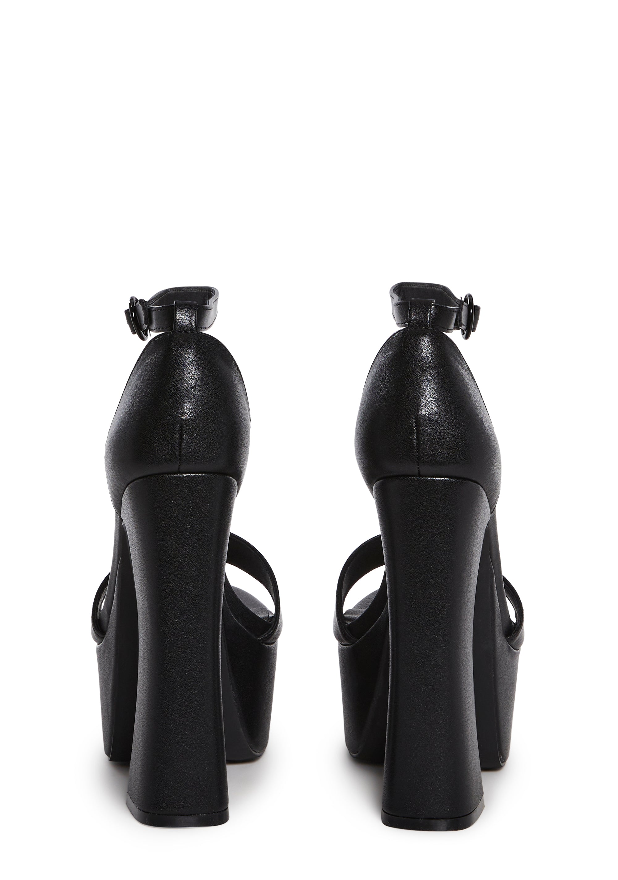 Vegan Leather Block Platform Heels Current Mood - Black