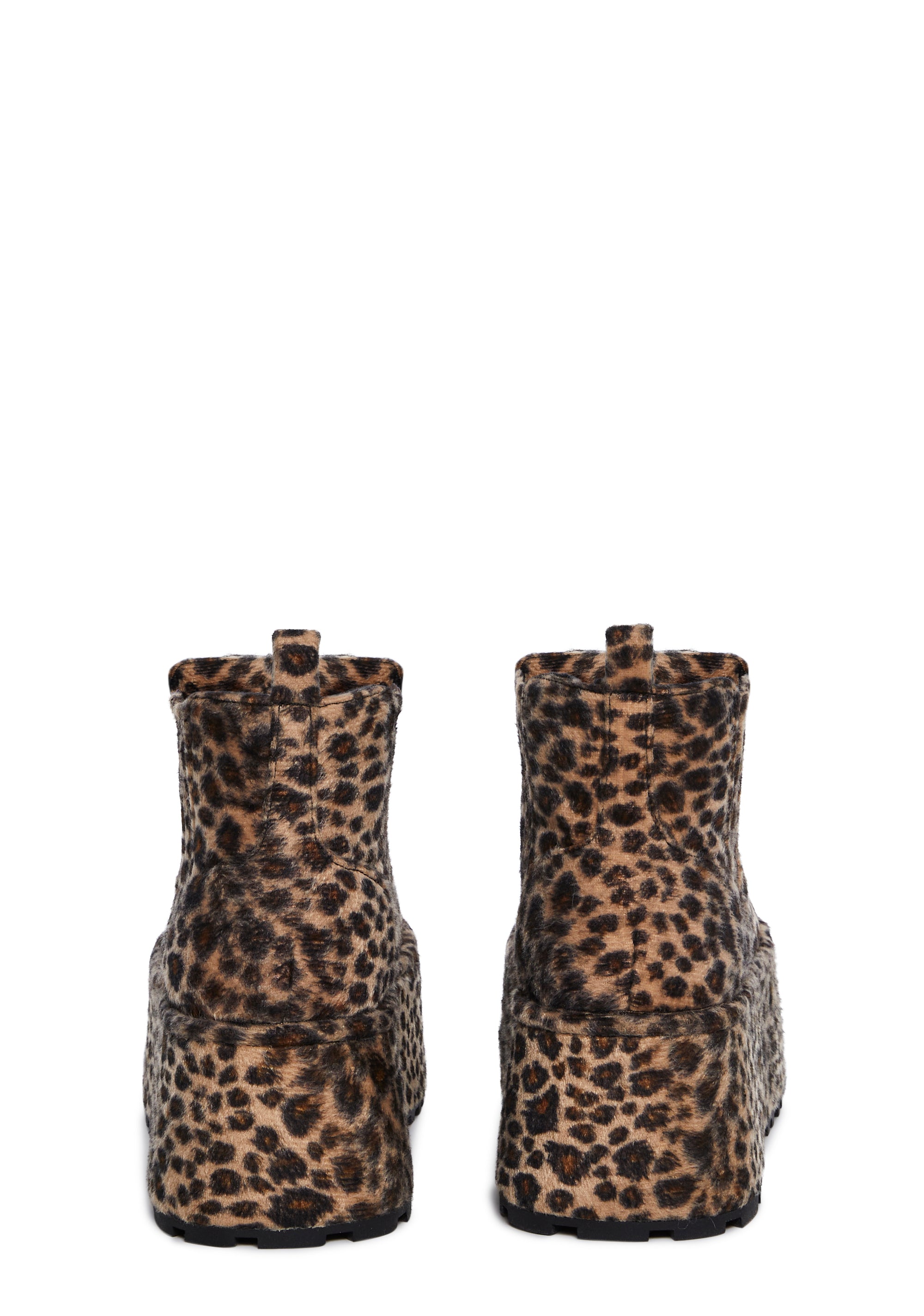 Faux Fur Leopard Print Chelsea Platform Boots Current Mood