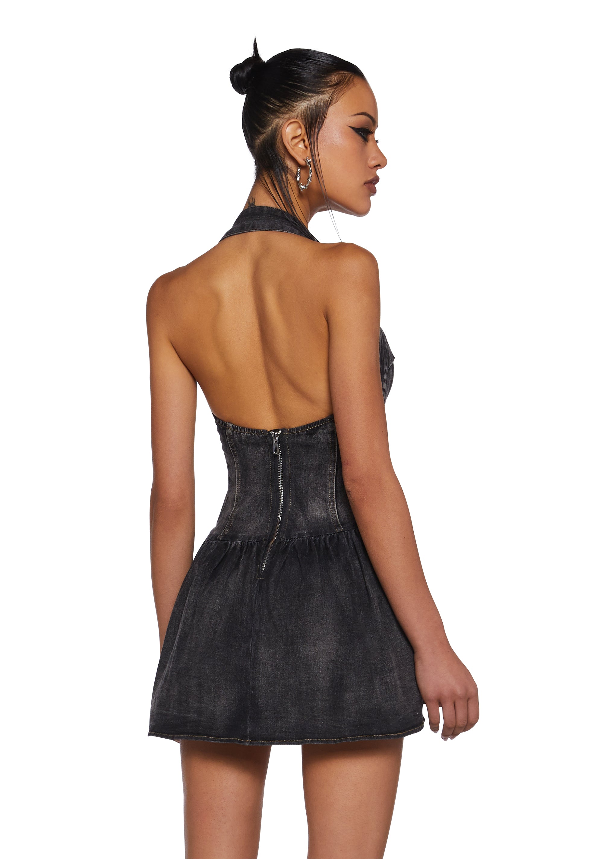 Denim Halter Mini Dress