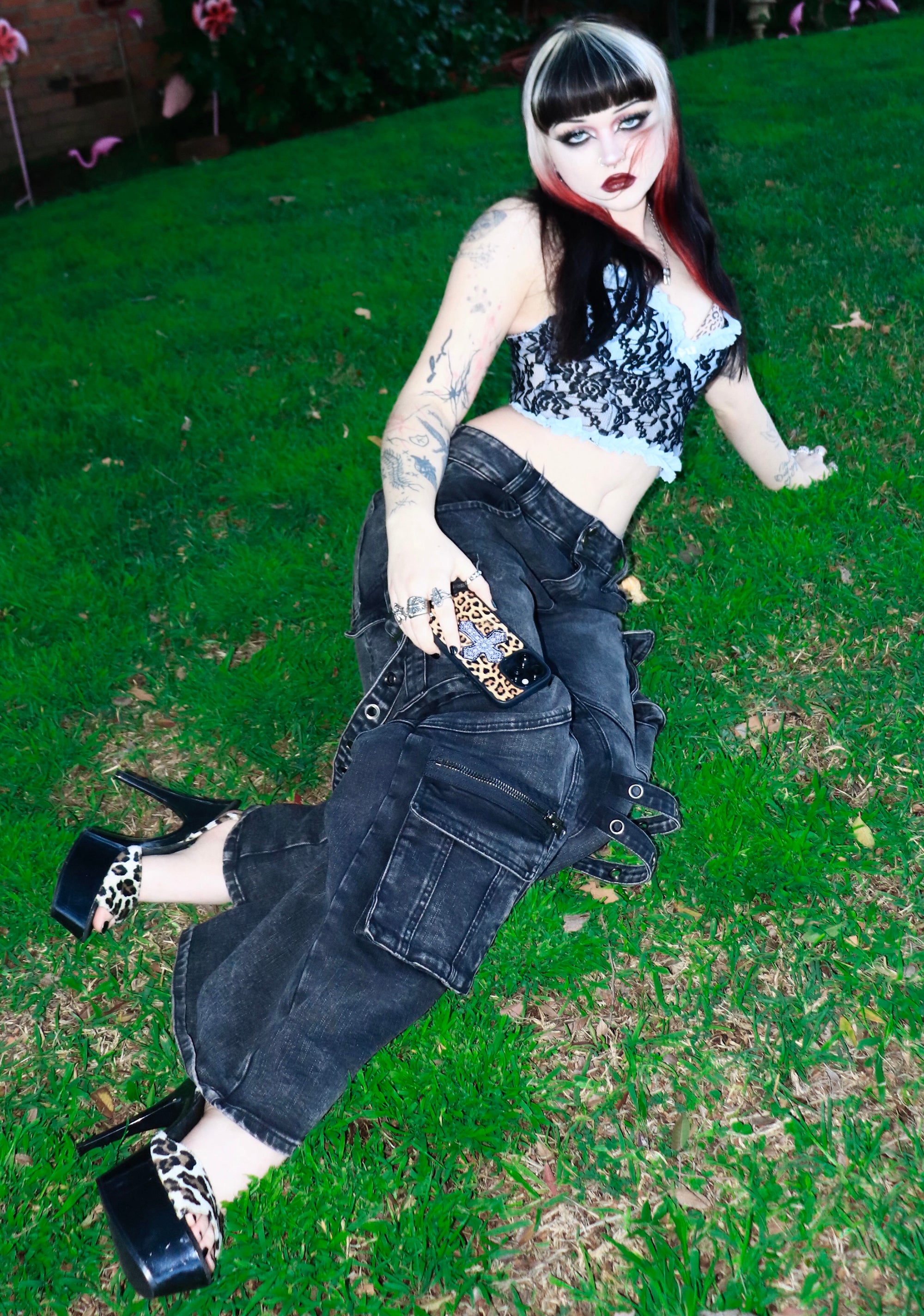 Womens Cargo Wide Leg Pants Current Mood - Gray – Dolls Kill