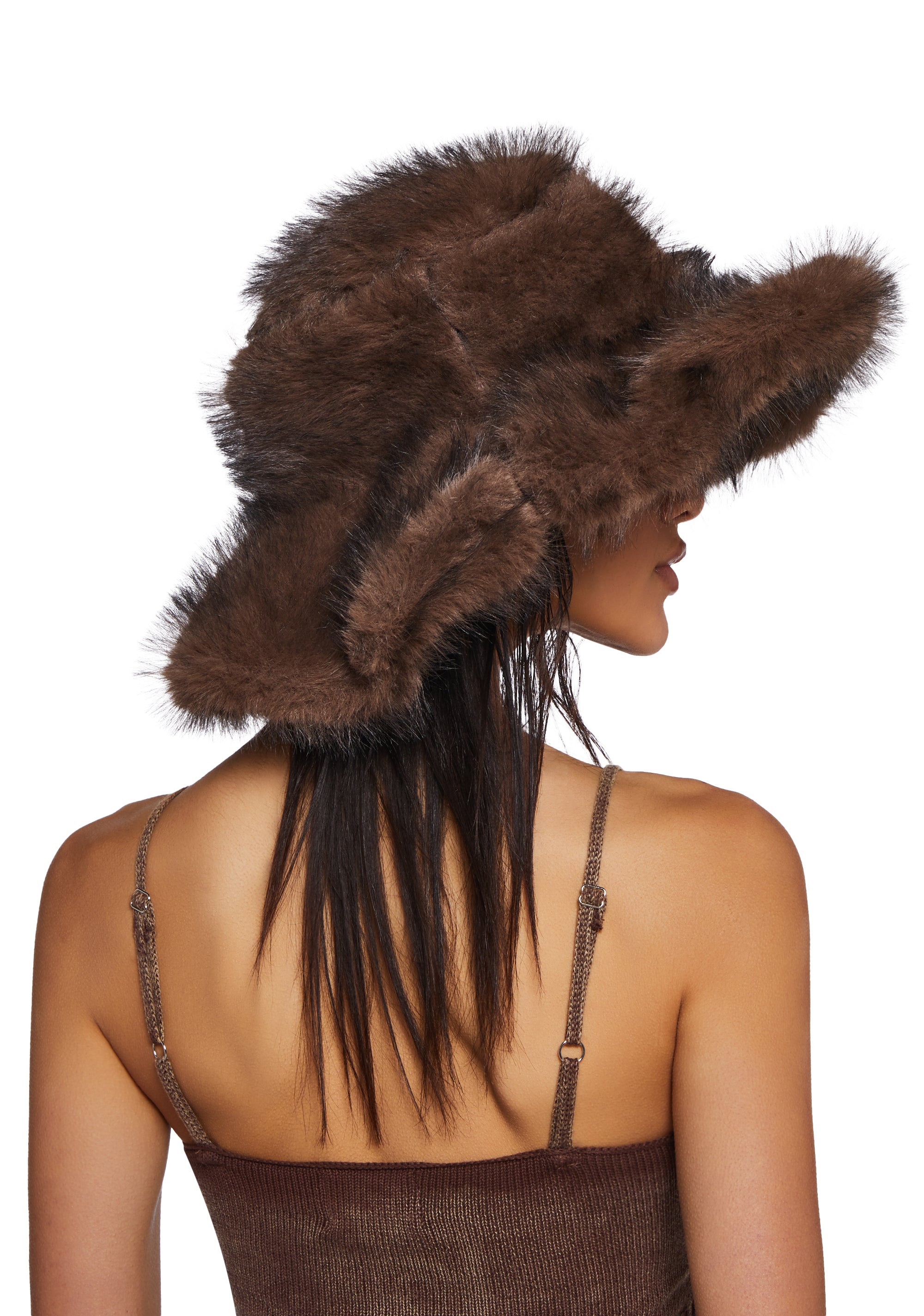 Chamber Faux Fur Bucket Hat - Dark Brown
