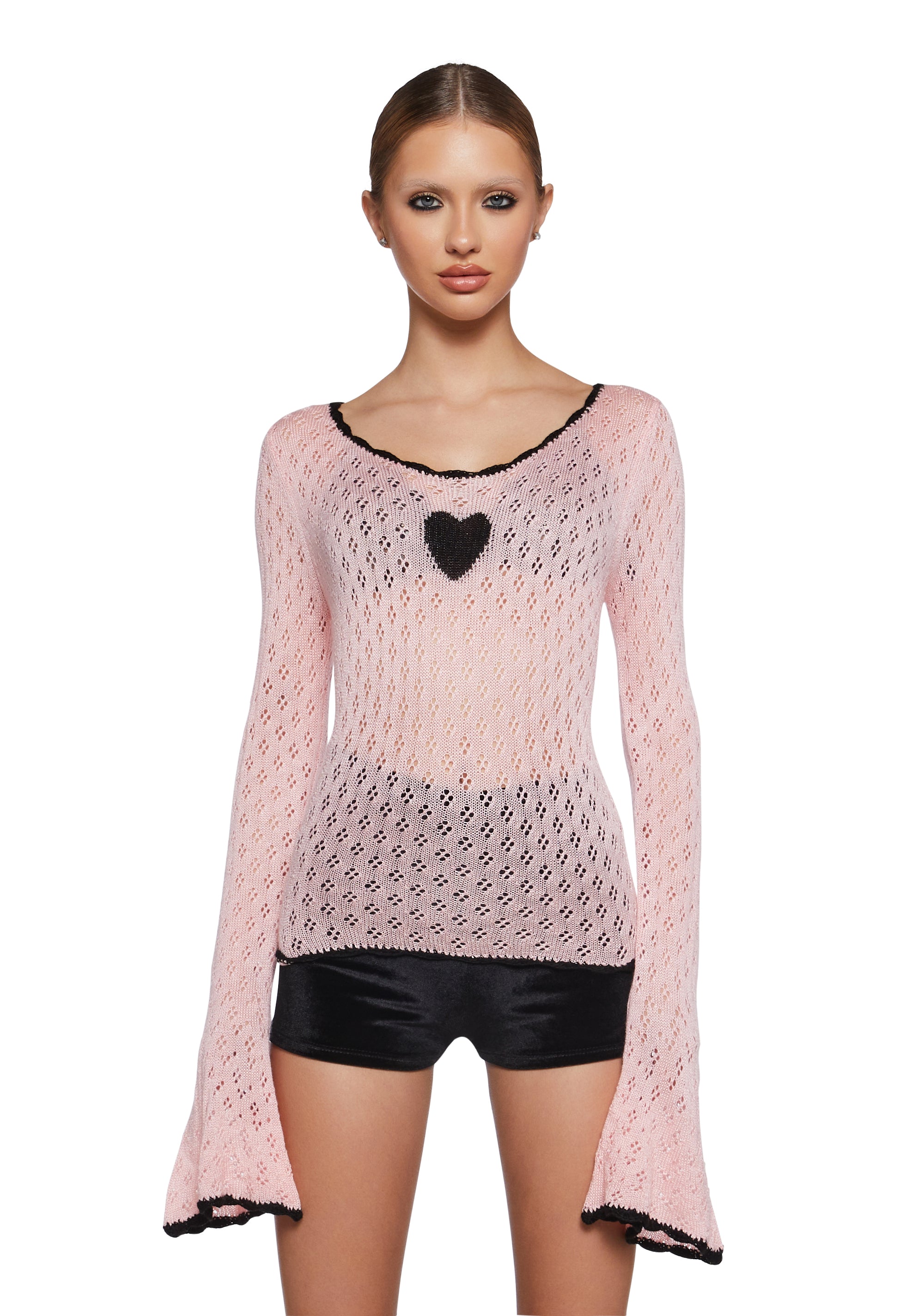 Current Mood Thermal Onesie Shorts With Bunny Ears - Black – Dolls Kill