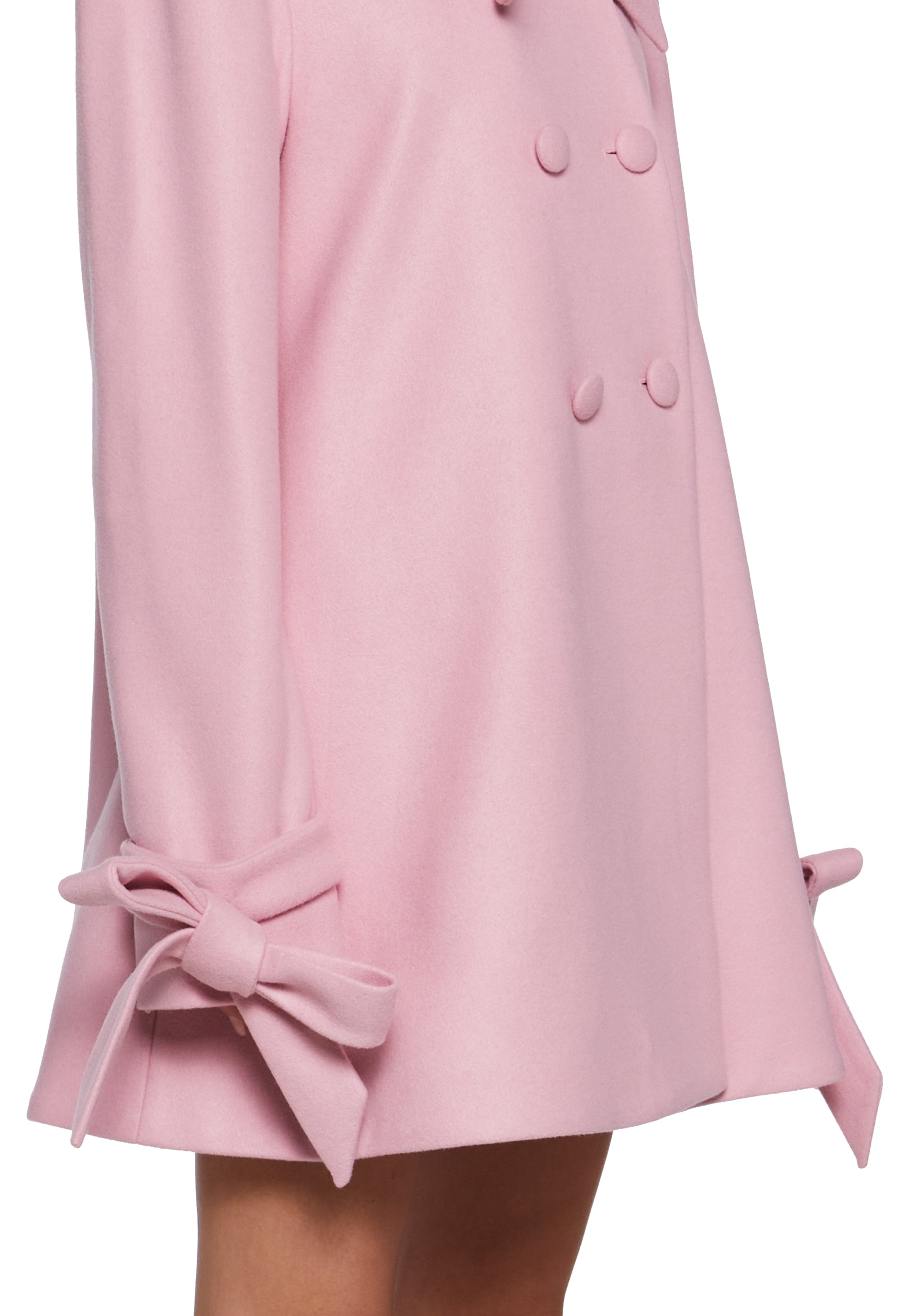 Wool Lined Bow Button Swing Coat Sugar Thrillz - Pink Wool Lined Bow Button Swing Coat Sugar Thrillz - Pink