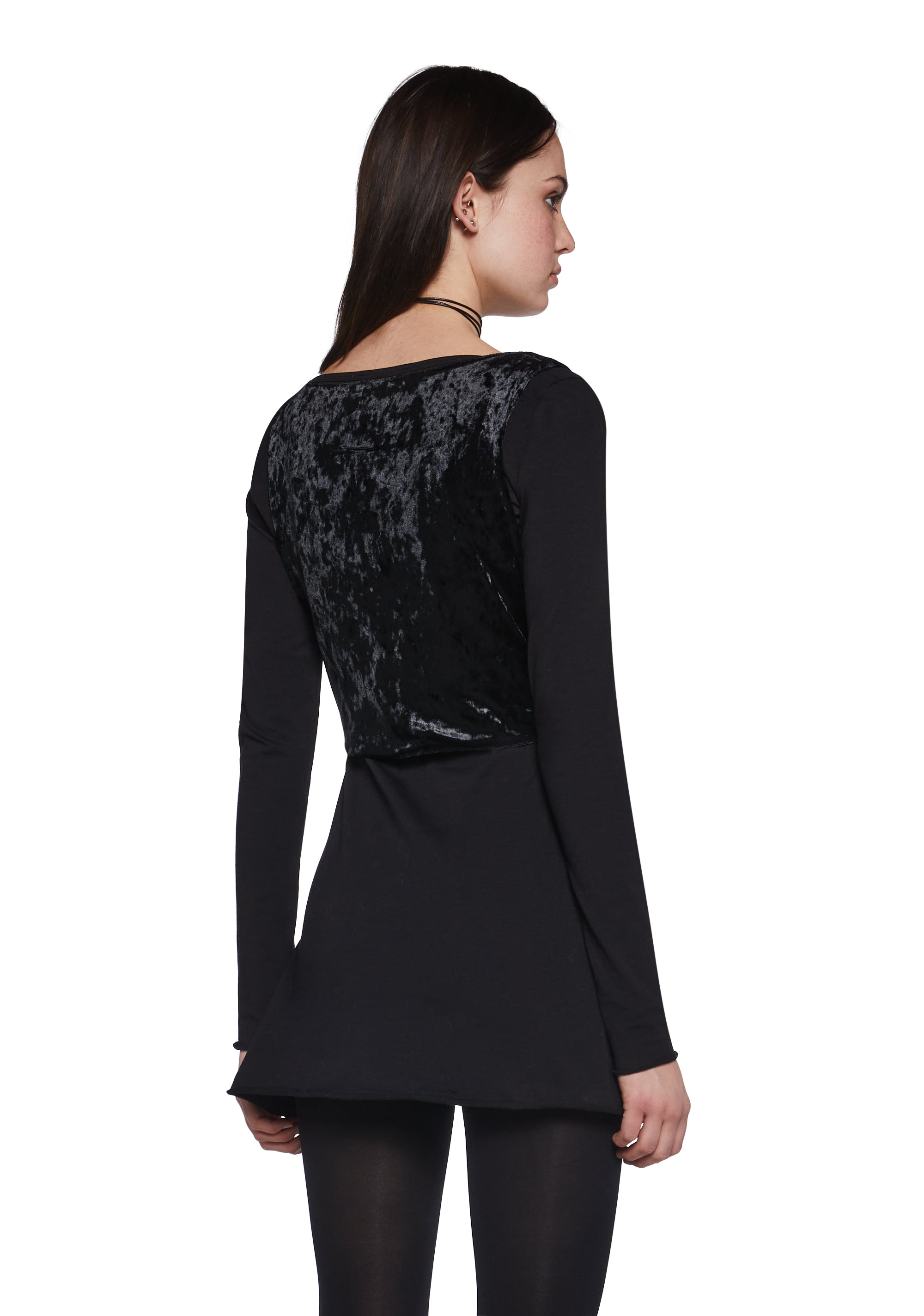 black mini boat neck dress Julius Vest Mini Dress