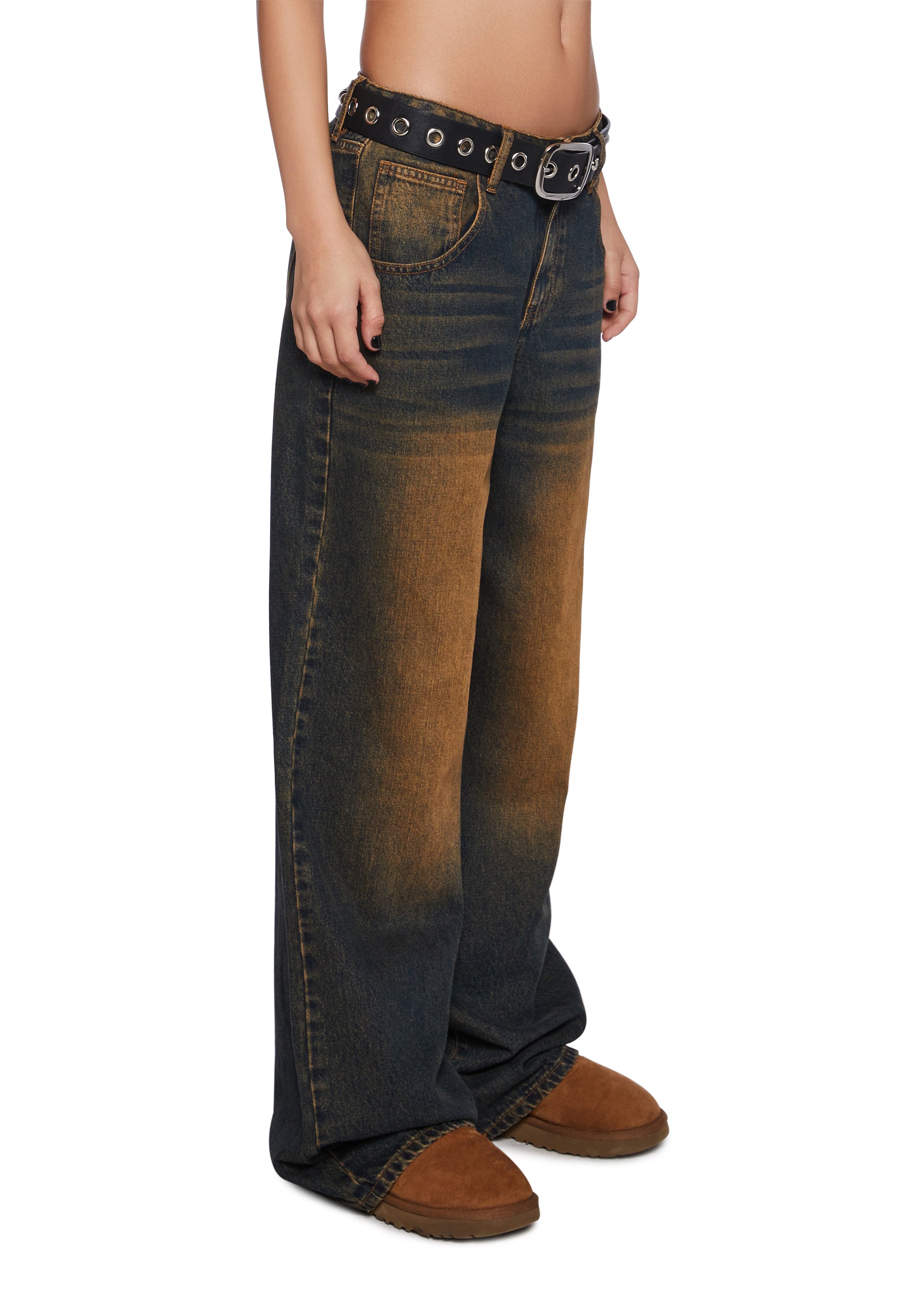 【KOOLOSET】Brown Tin Brush Wide Denim KOOLOSET】Brown Tin Brush Wide Denim