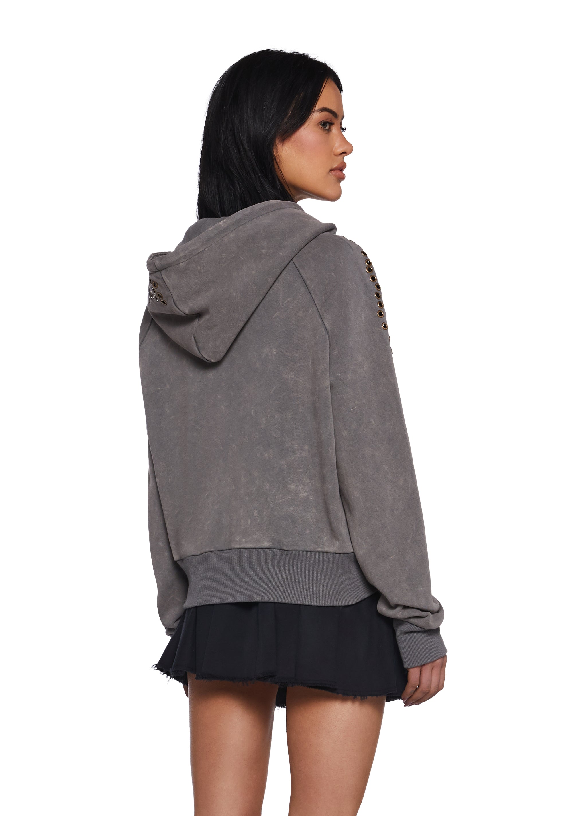 Womens Grommet Cropped Hoodie Current Mood - Beige Dolls Kill Womens Grommet Cropped Hoodie Current Mood - Beige Dolls Kill