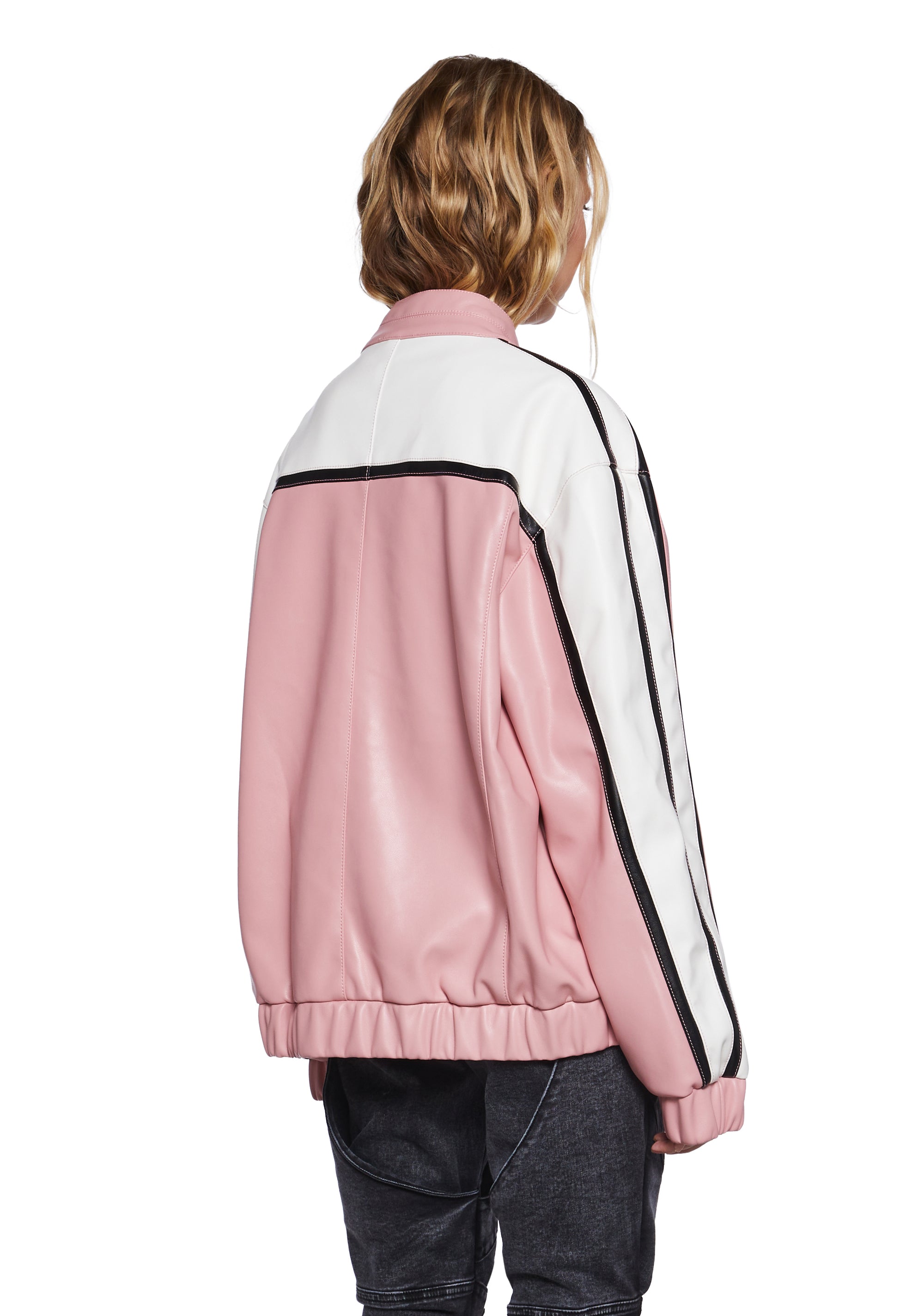 t.japan knit jacket ピンク Tang Jacket in pink textured viscose blend