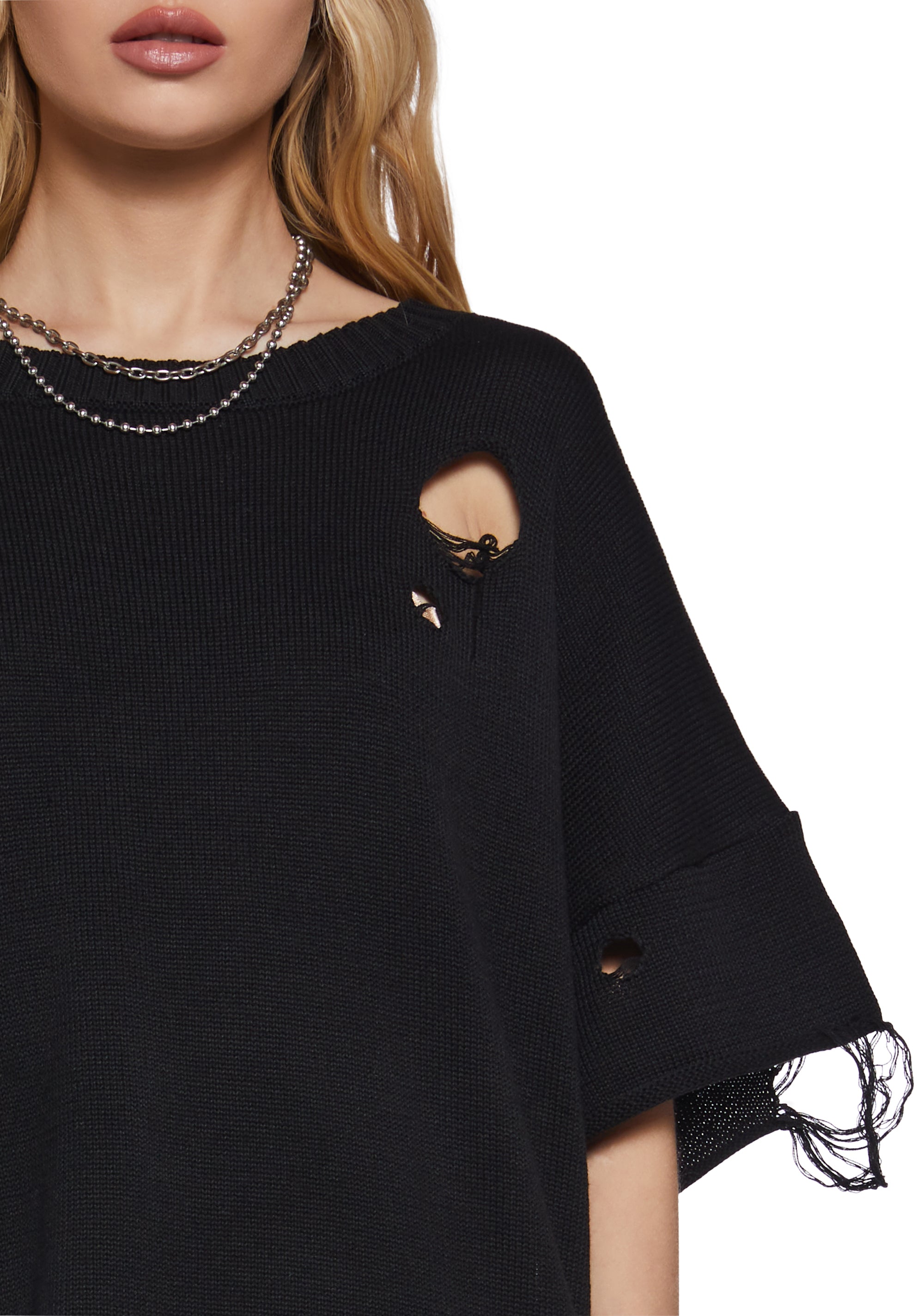 Filter Unisex Oversized Distressed Sweater - Black