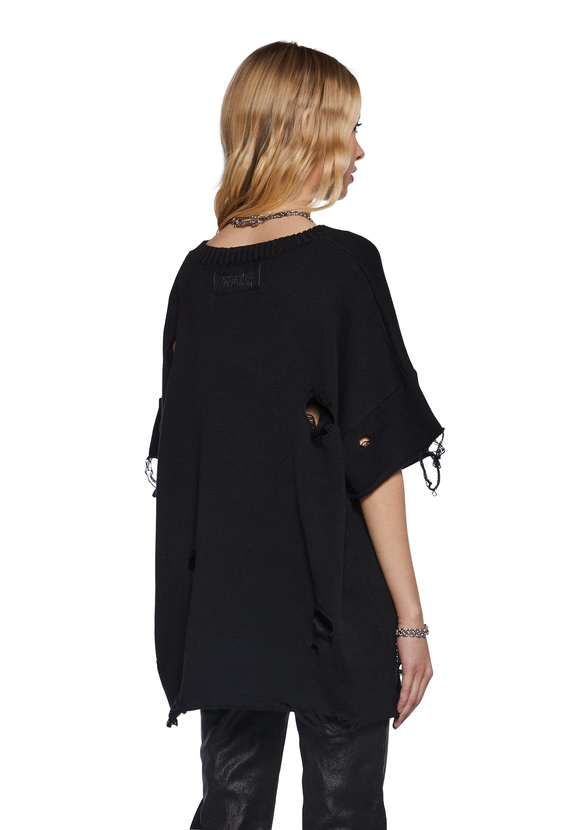 Filter Unisex Oversized Distressed Sweater - Black