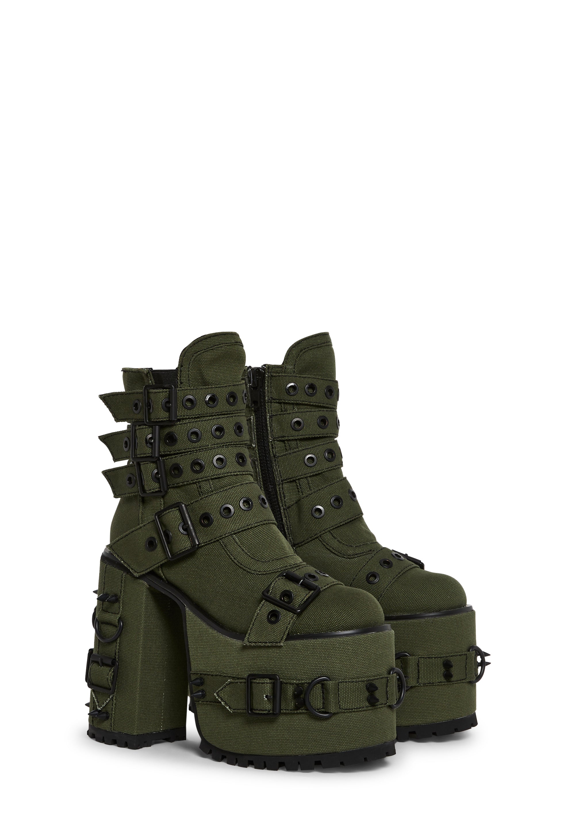 Hardcore Life Buckle Boots - Green