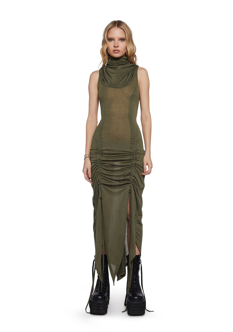 Tempo Ruched Harness Dress - Green
