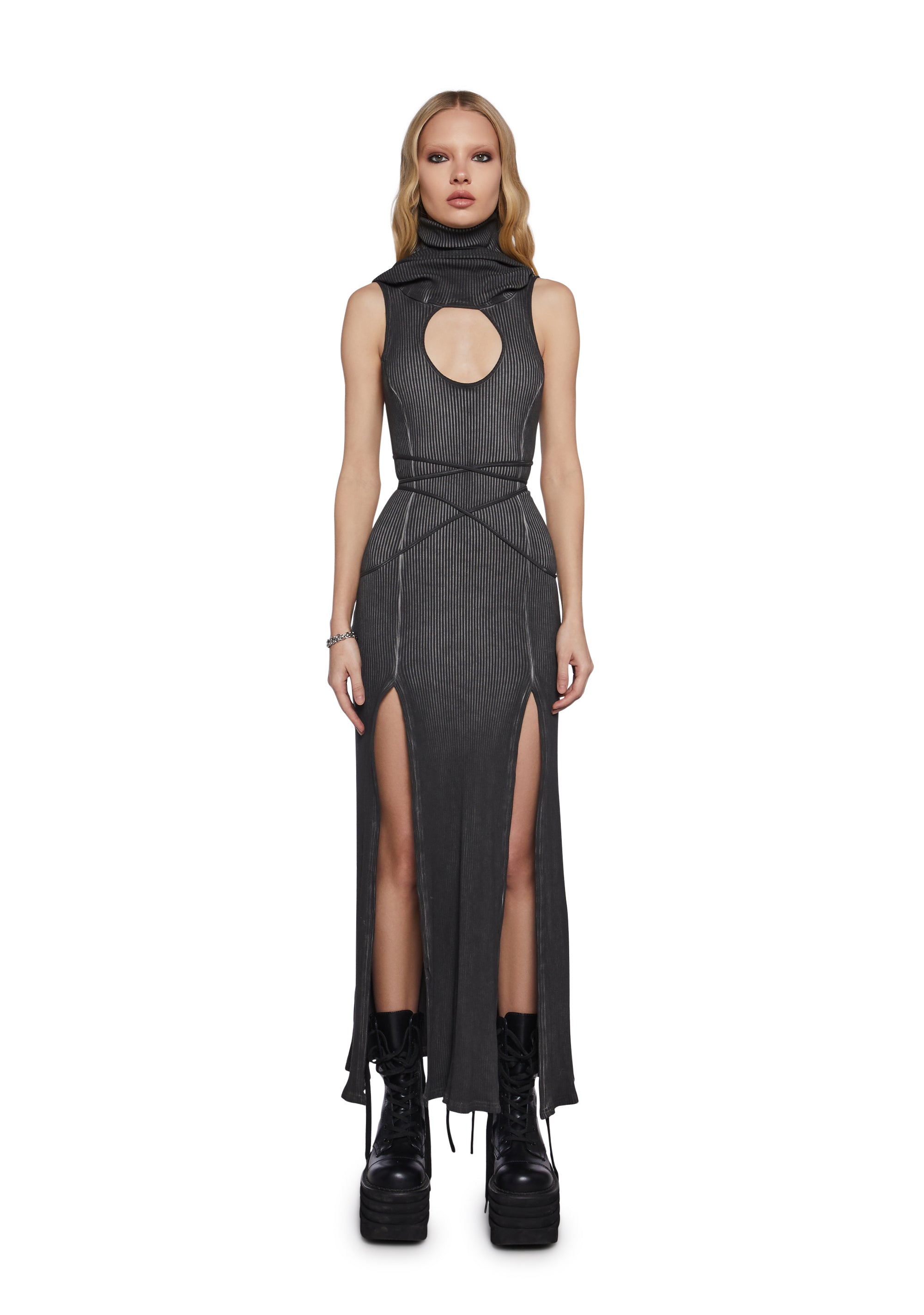 Womens Hooded Maxi Dress Darker Wavs