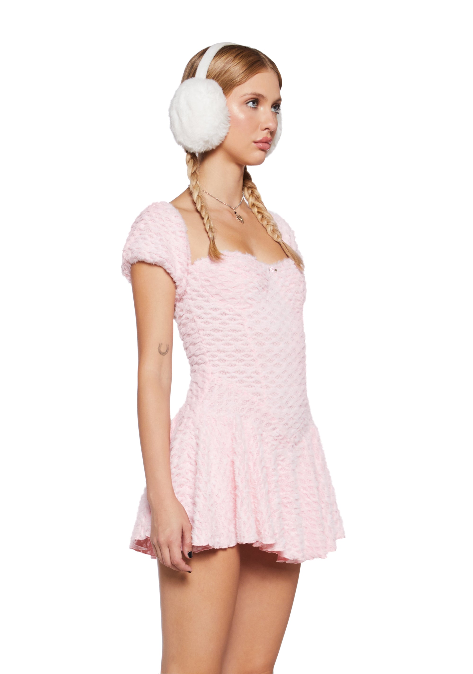 fuzzy winter dress Feel Me Up Fuzzy Sweater Dress - White