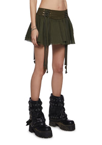 Chord Lace-Up Mini Skirt