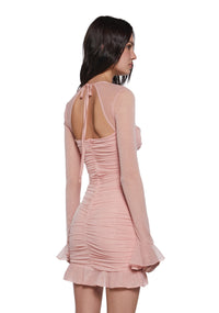 Shimmer Glimpses Long Sleeve Dress - Pink