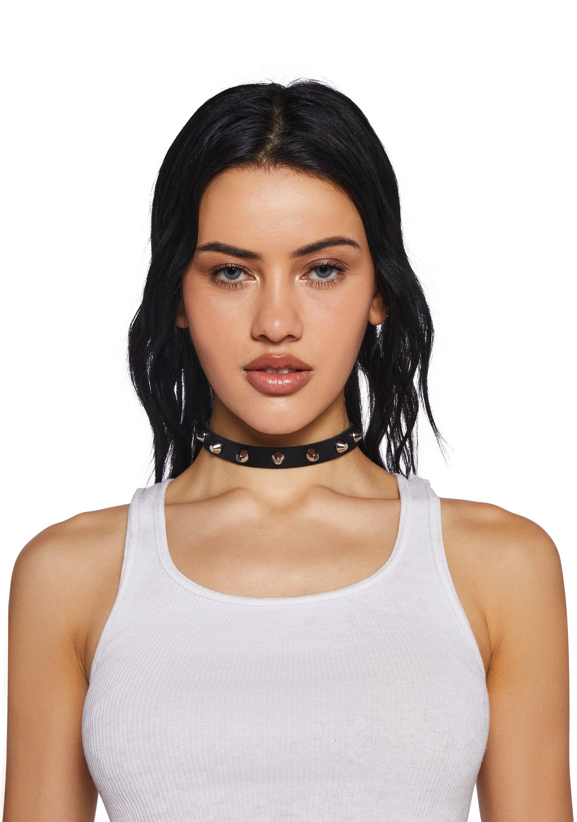 海外【DOLLS KILL】 Key Of Life Layered Necklace Womens Vegan Leather Choker With Skull And Star Charms