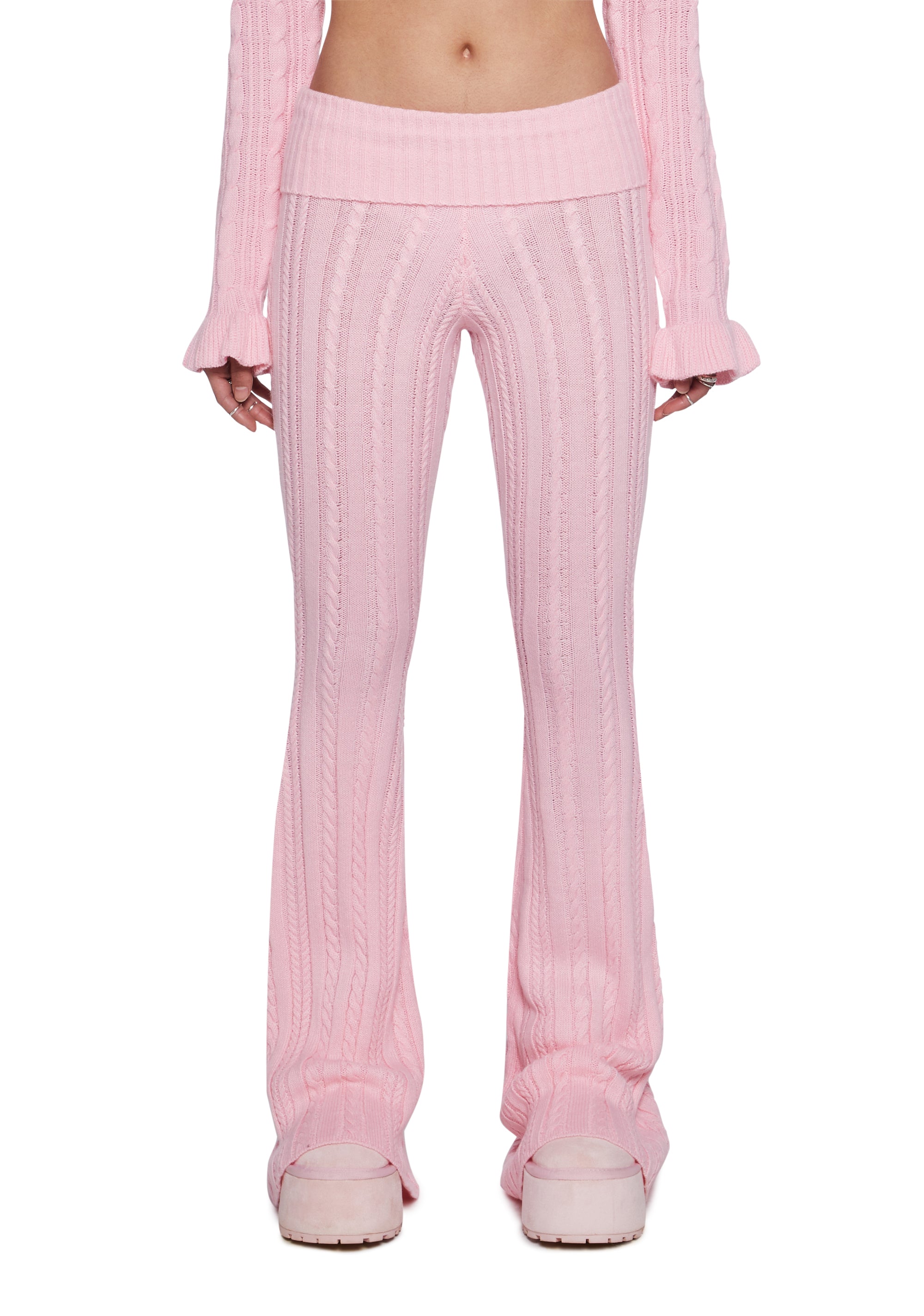 Deep Thoughts Flare Pants - Pink