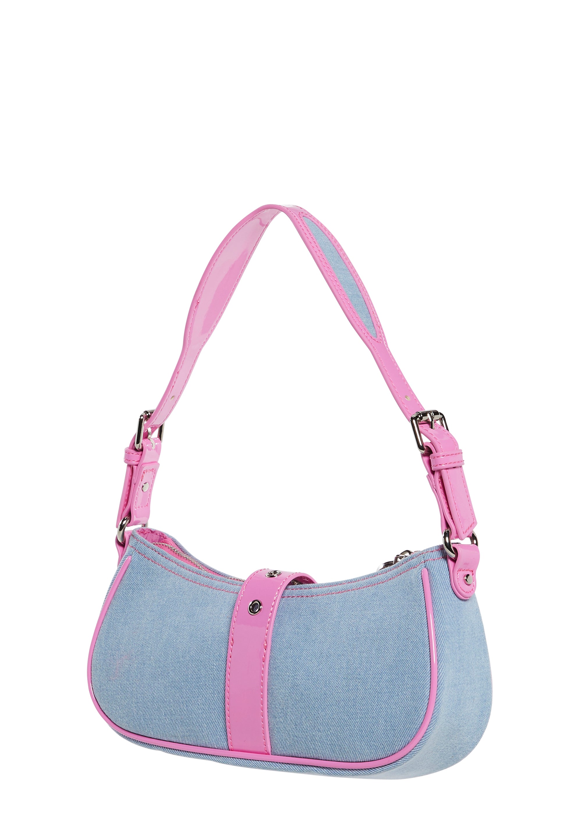 Womens Denim And Vinyl Buckle Shoulder Bag Generation Kiss Womens Denim And Vinyl Buckle Shoulder Bag Generation Kiss