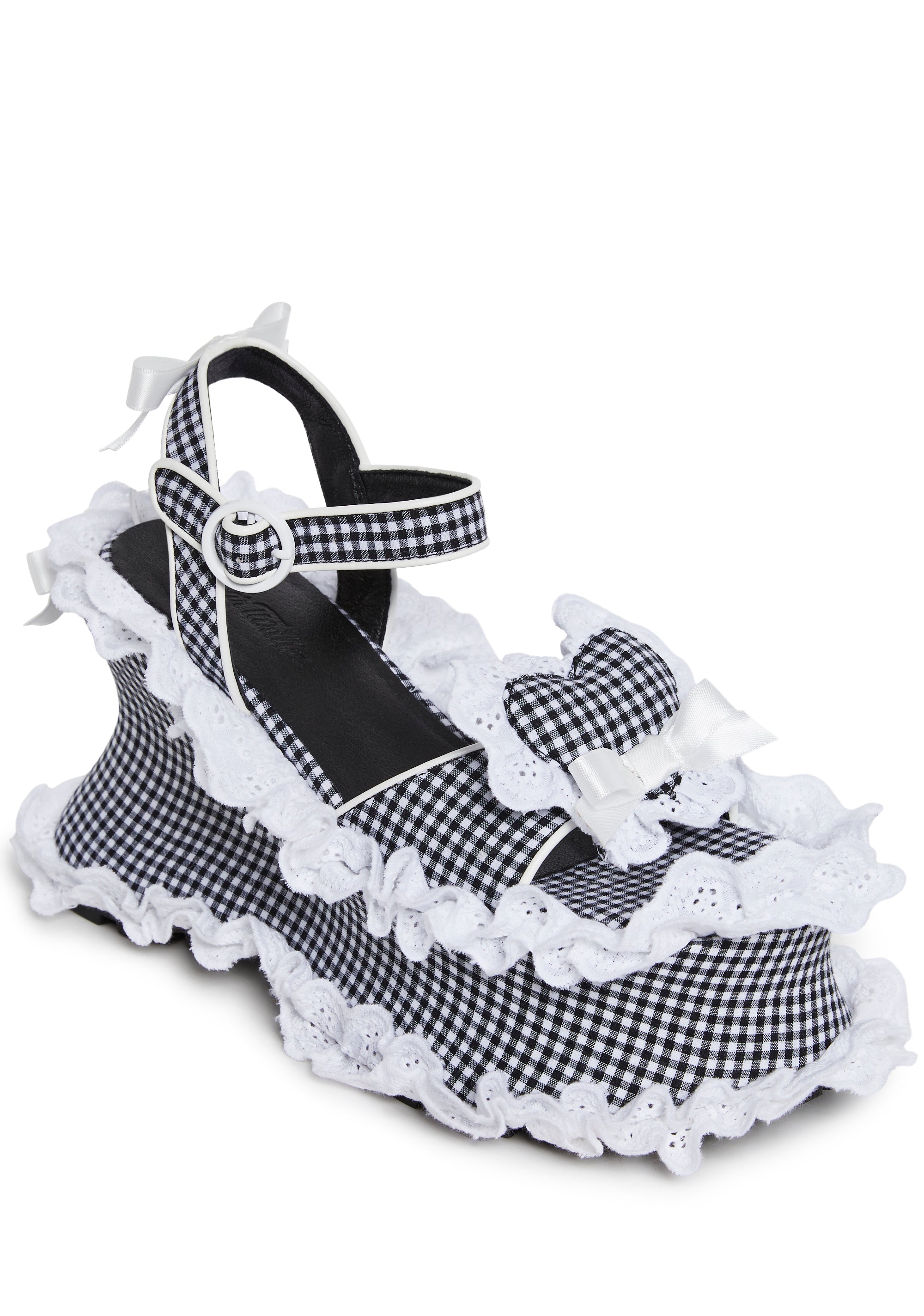 靴 DOLLSKILL GRAY BAHAMA WEDGE HEELS 24cm Generation Kiss Vegan Leather Clear Strap Studded Wedge