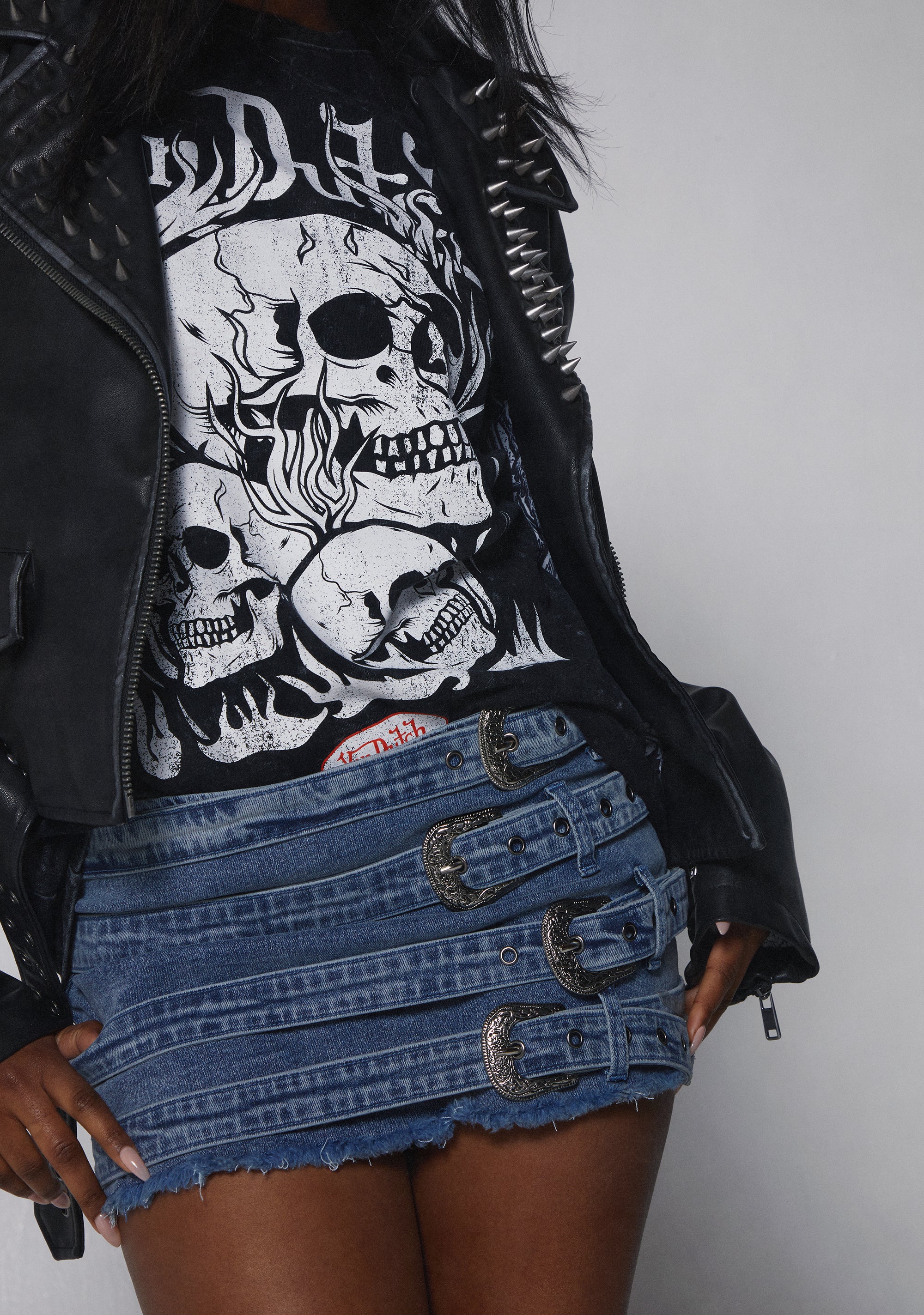 Womens Western Buckle Micro Skirt Sugar Thrillz - Blue – Dolls Kill
