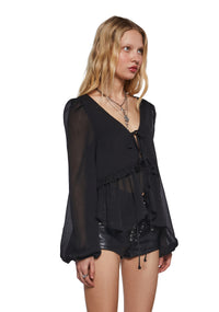 Forever Me Peasant Top - Black