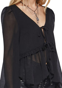 Forever Me Peasant Top - Black