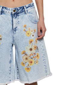 Pressed Flowers Denim Shorts