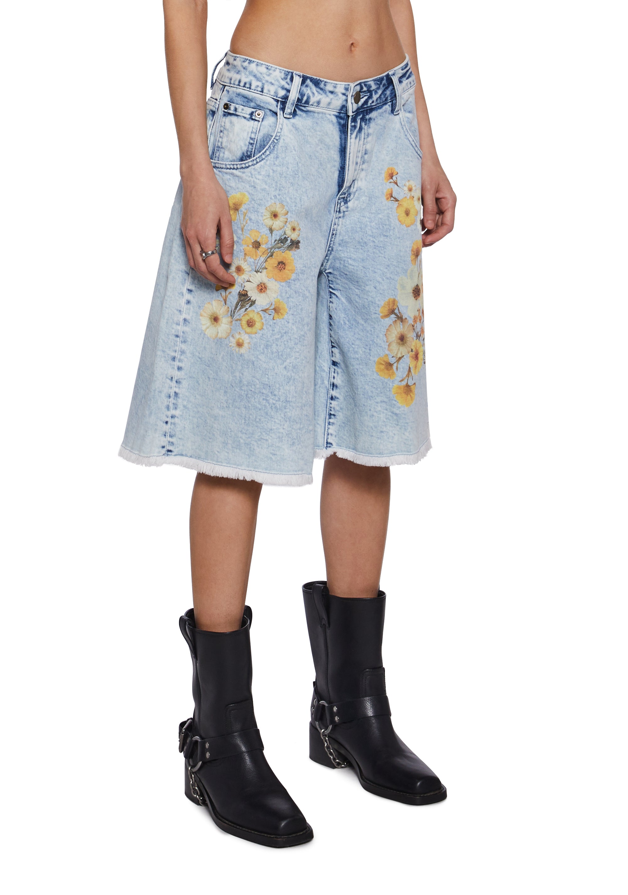 Pressed Flowers Denim Shorts