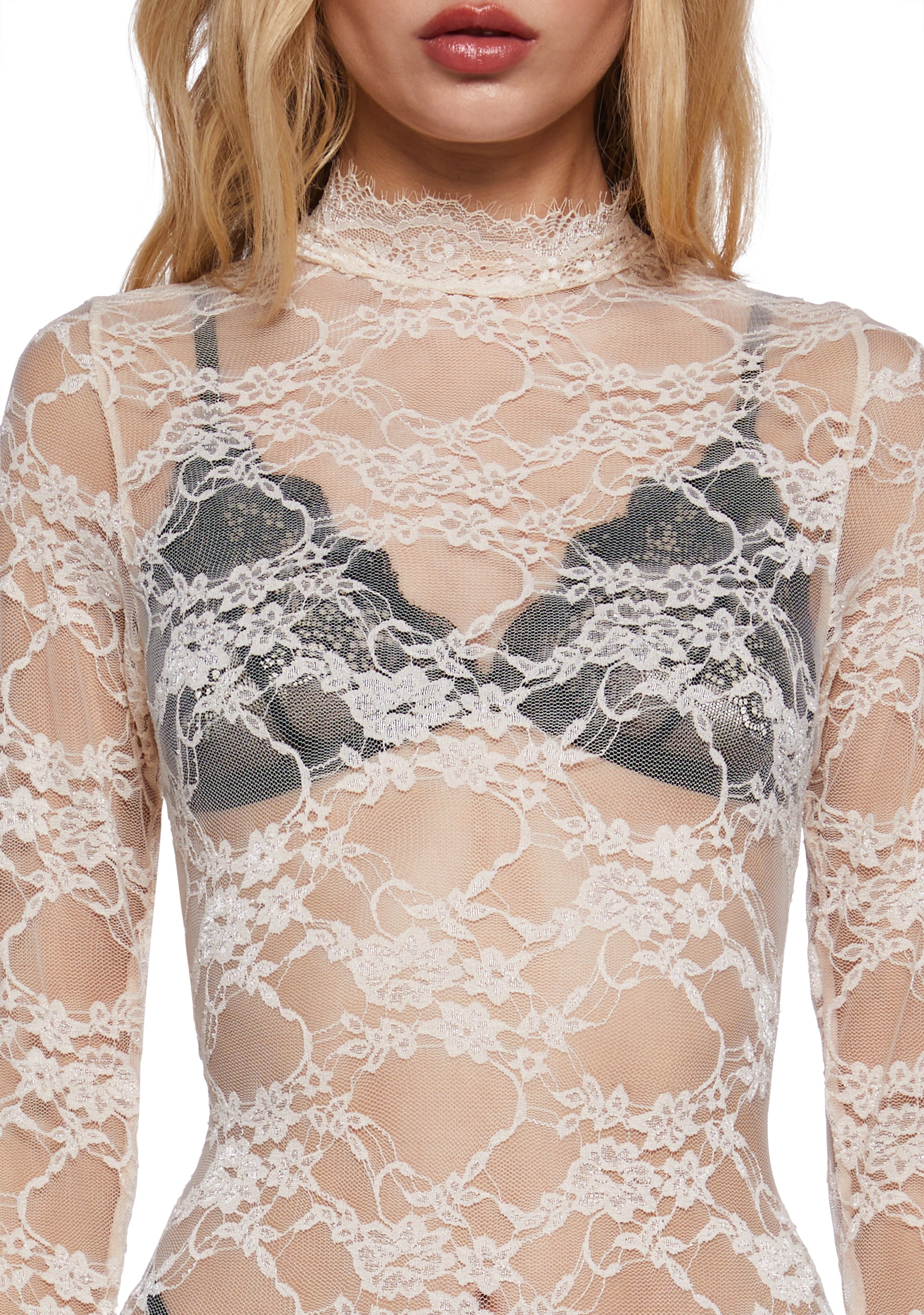 Blank Spaces Sheer Mini Dress - Ivory