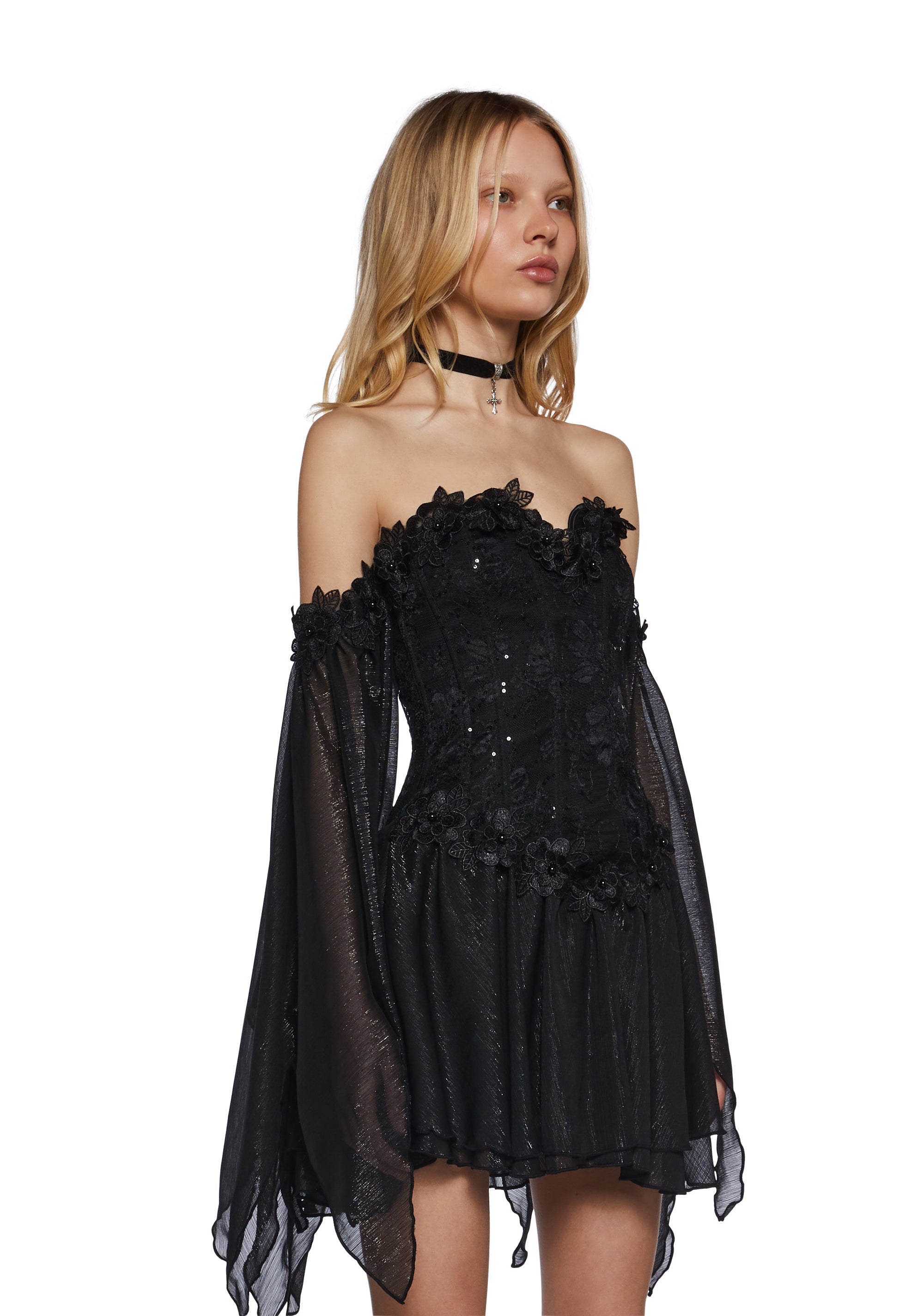 Sparkling Enchantment Mini Dress - Black