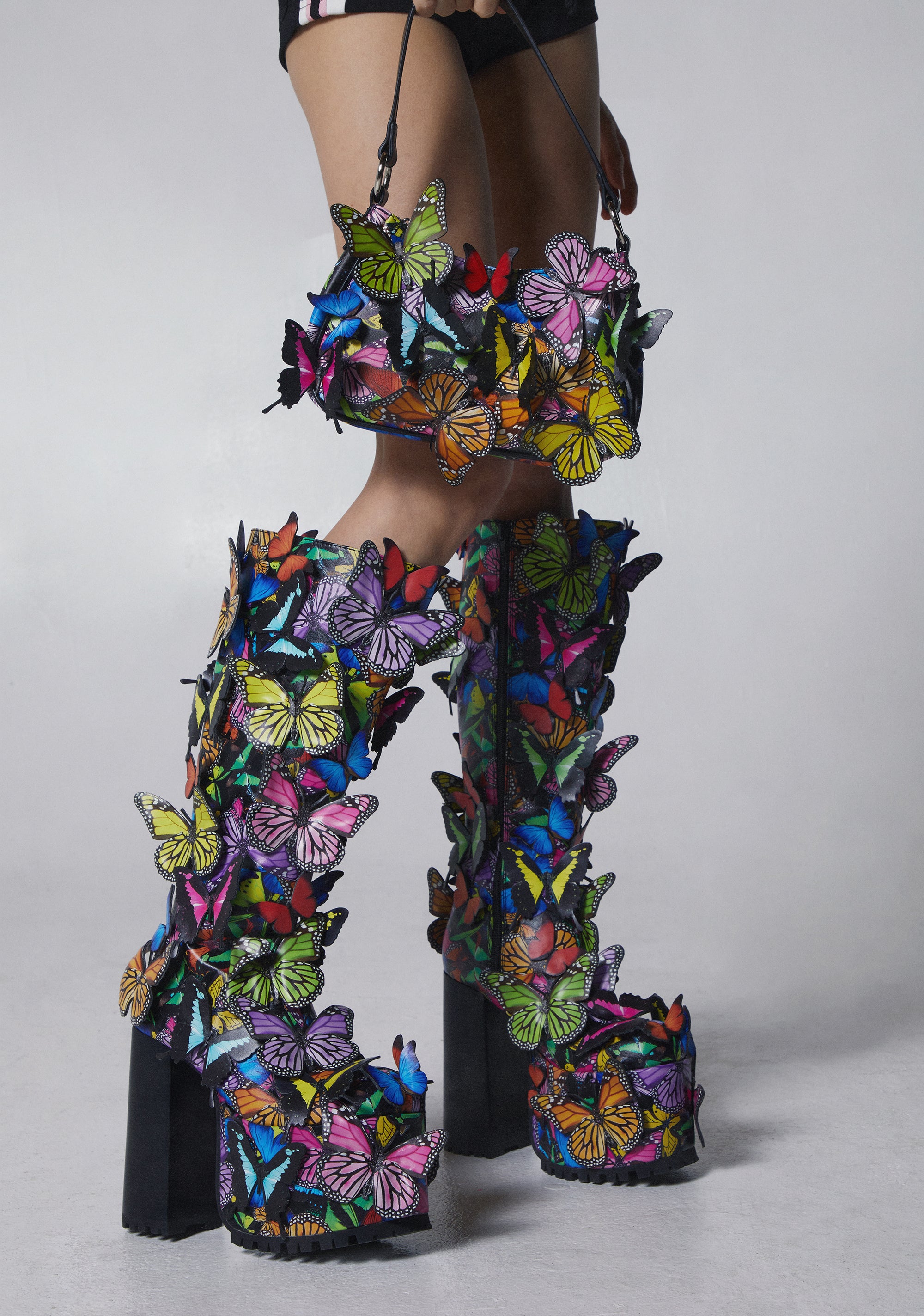 Butterfly Applique Shoulder Bag Club Exx - Multi – Dolls Kill