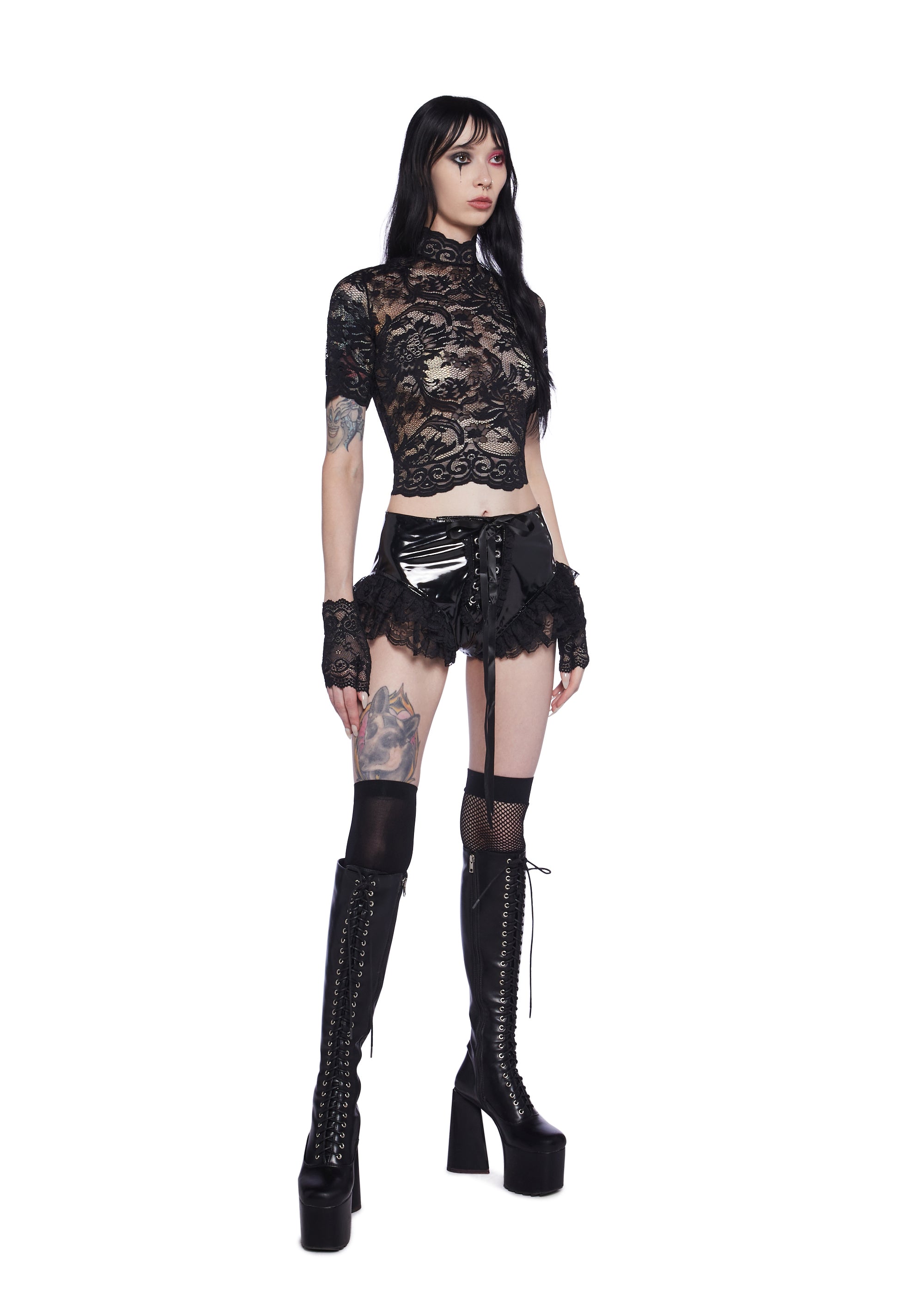 Widow Midnight Ominous Trance Lace Top – Dolls Kill