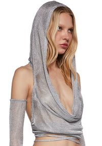 Ambient Hoodie Backless Top With Gloves
