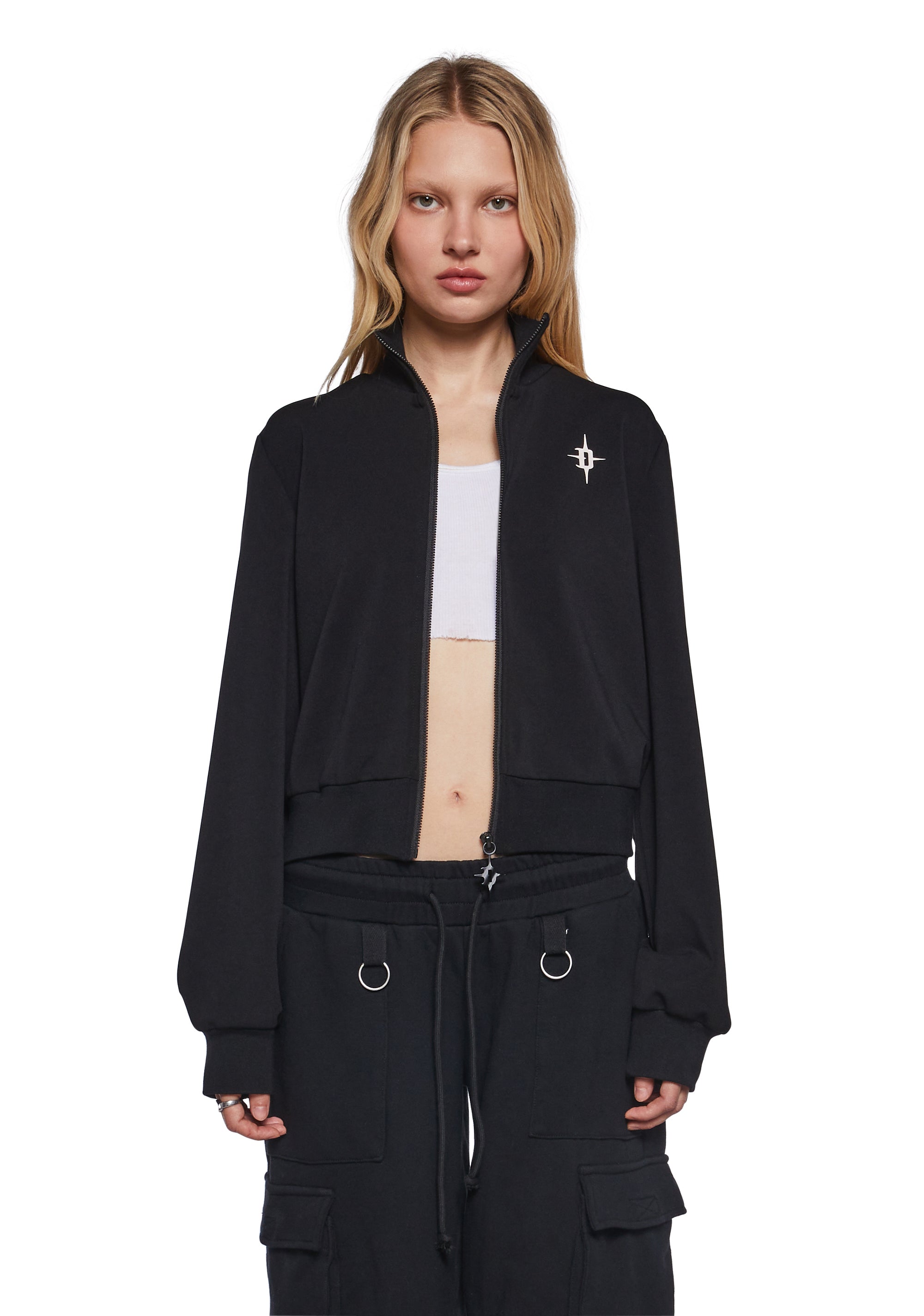 Womens Track Jacket With Logo Charm Zipper Darker Wavs