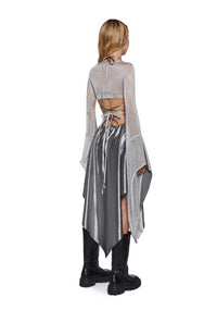 Echo Asymmetrical Wrap Dress - Metallic Silver