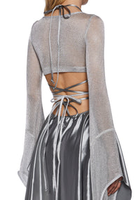 Echo Asymmetrical Wrap Dress - Metallic Silver