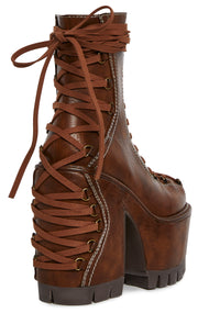 Woodland Lucid Dream Corset Boots - Brown
